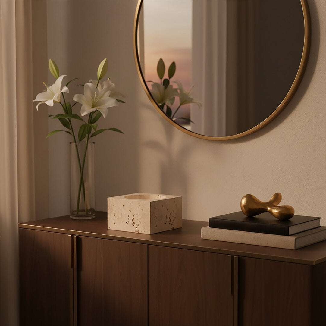 Amo Travertine Square Decorative Bowl