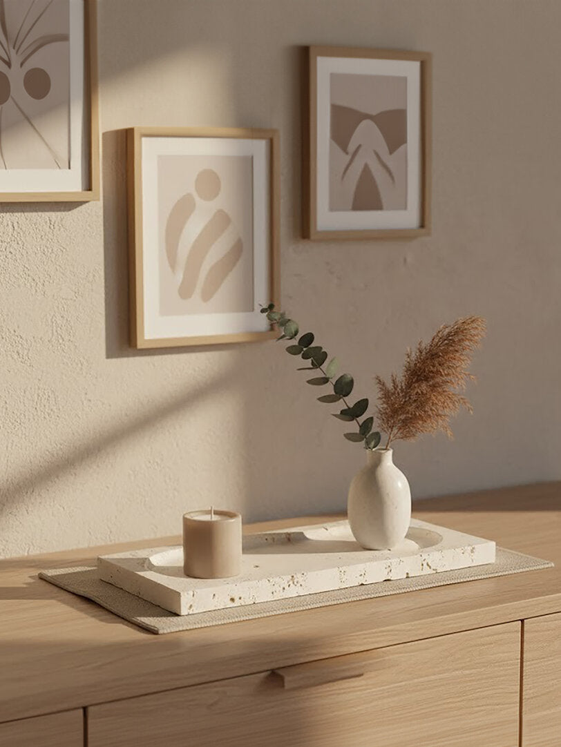 Amo Travertine Rectangular Decorative Tray