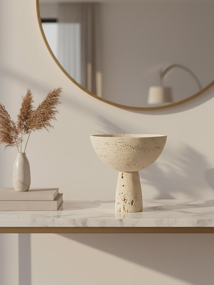 Amo Travertine Pedestal Bowl