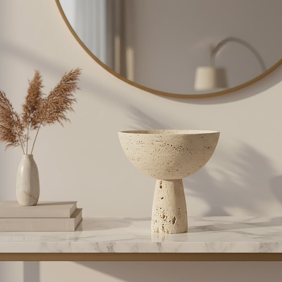 Amo Travertine Pedestal Bowl