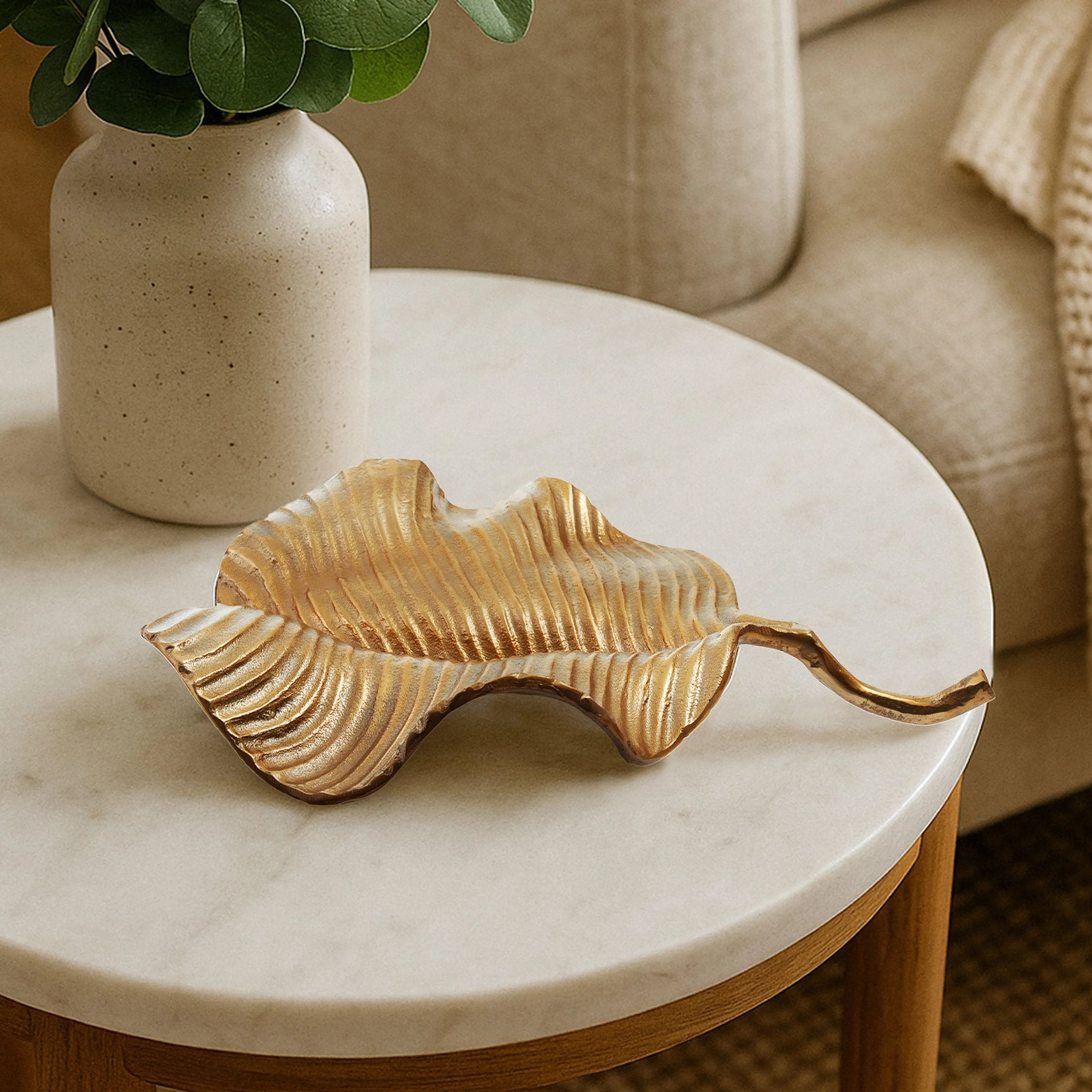 Atelier Gold Finish Aluminium Leaf Dish