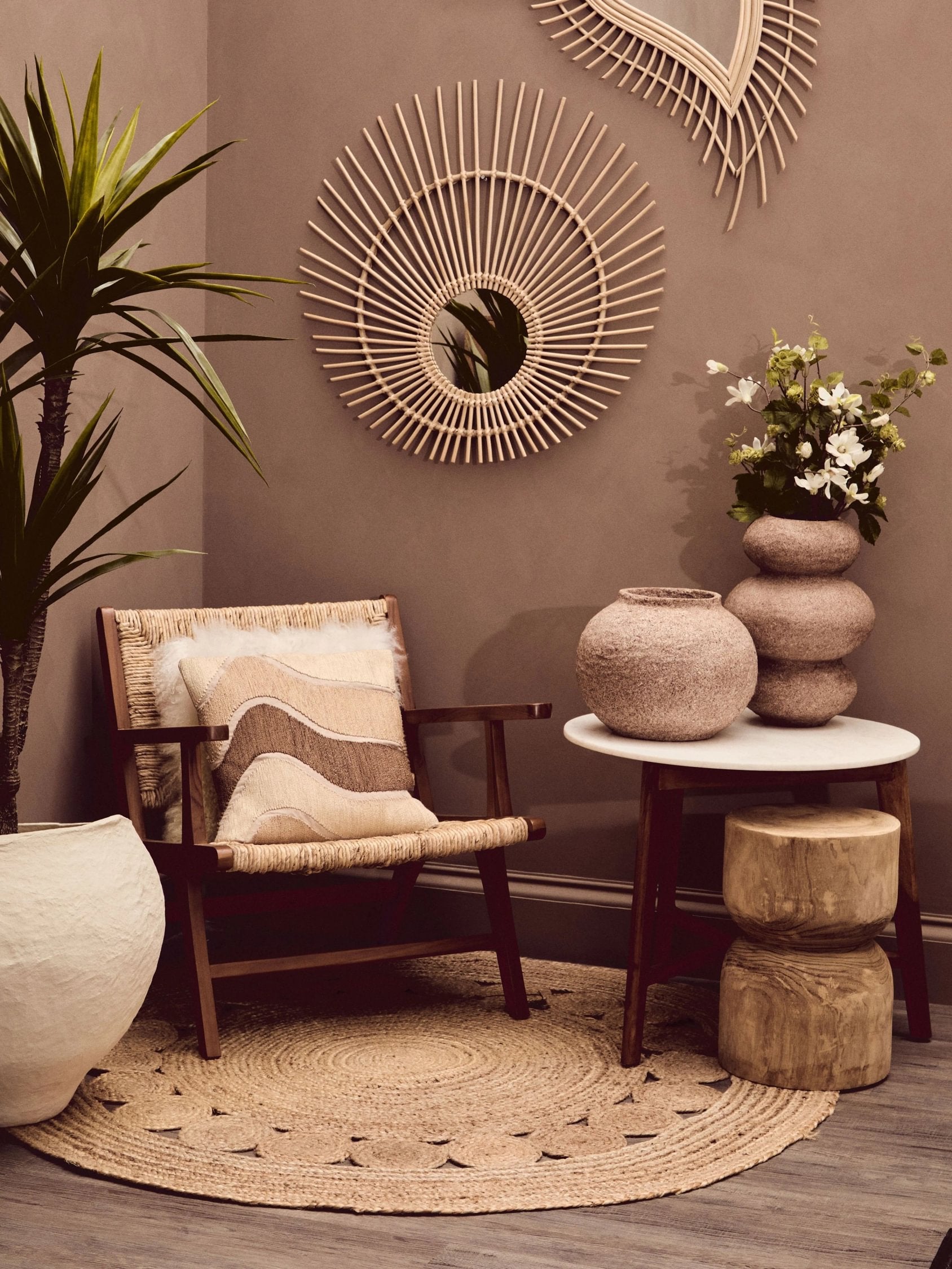 Papyrus Large Beige Cotton Mache Planter