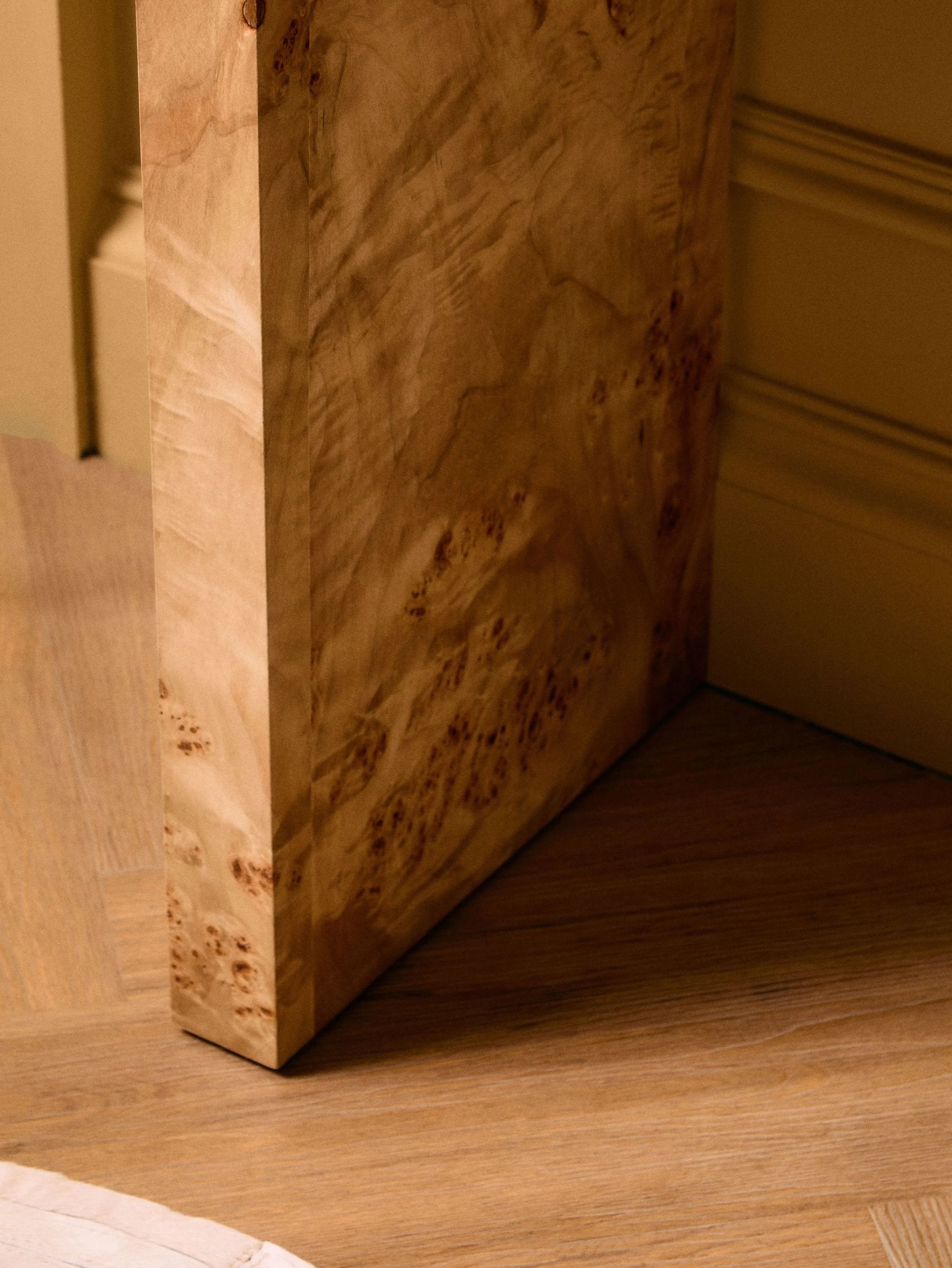 Marlow Burl Wood Design Curved Console Table