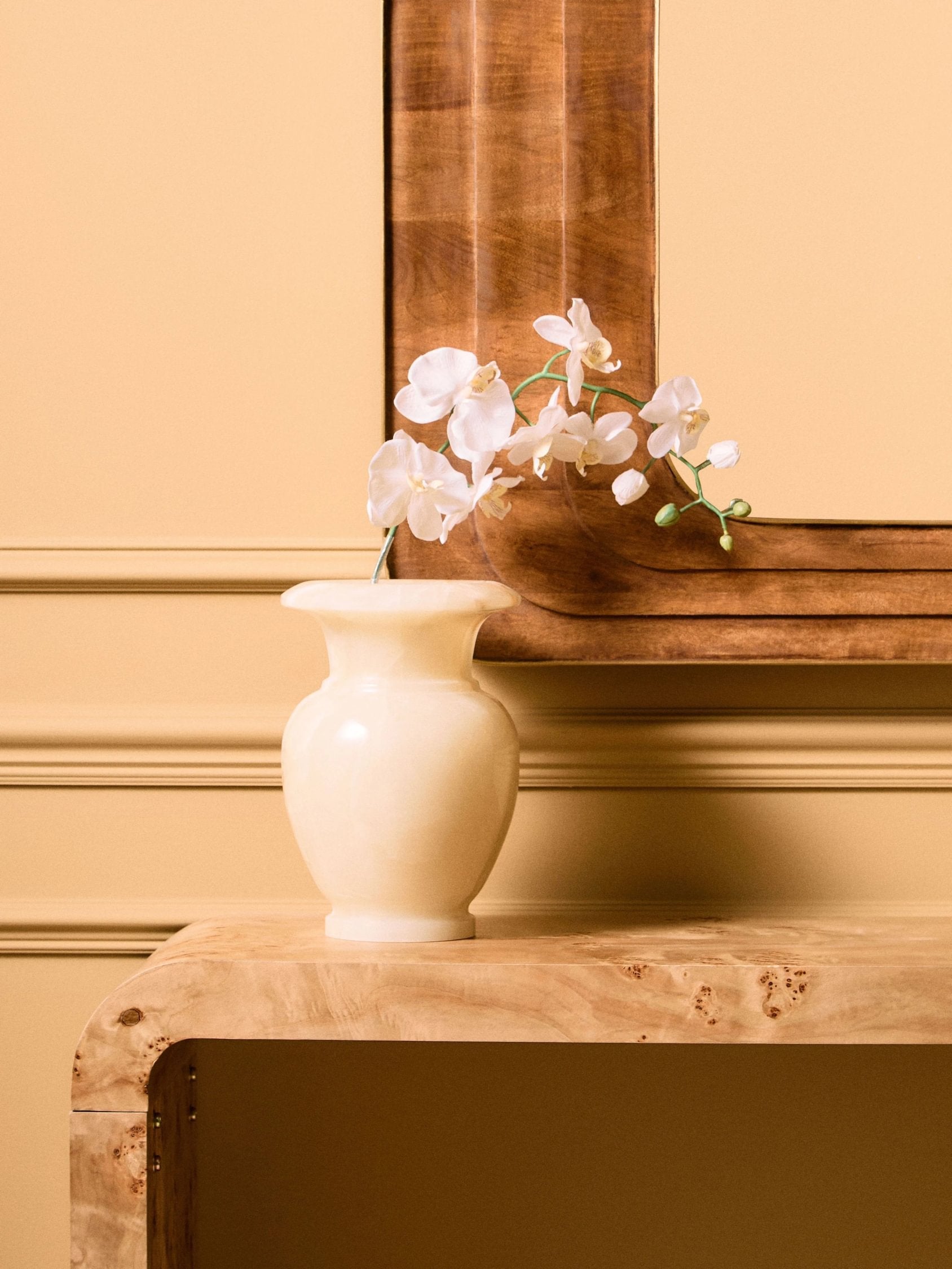 Marlow Burl Wood Design Curved Console Table
