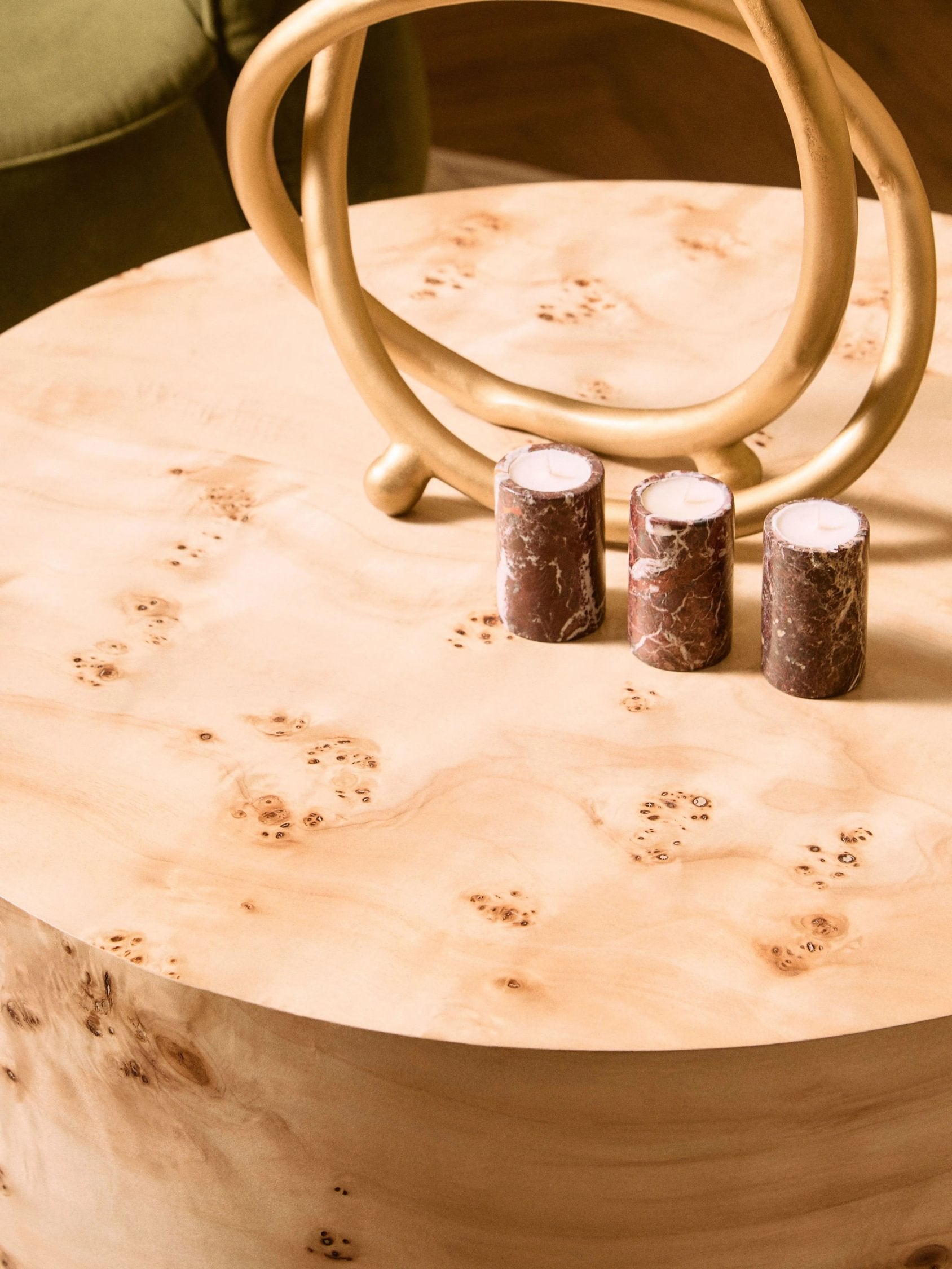 Marlow Burl Wood Design Round Coffee Table