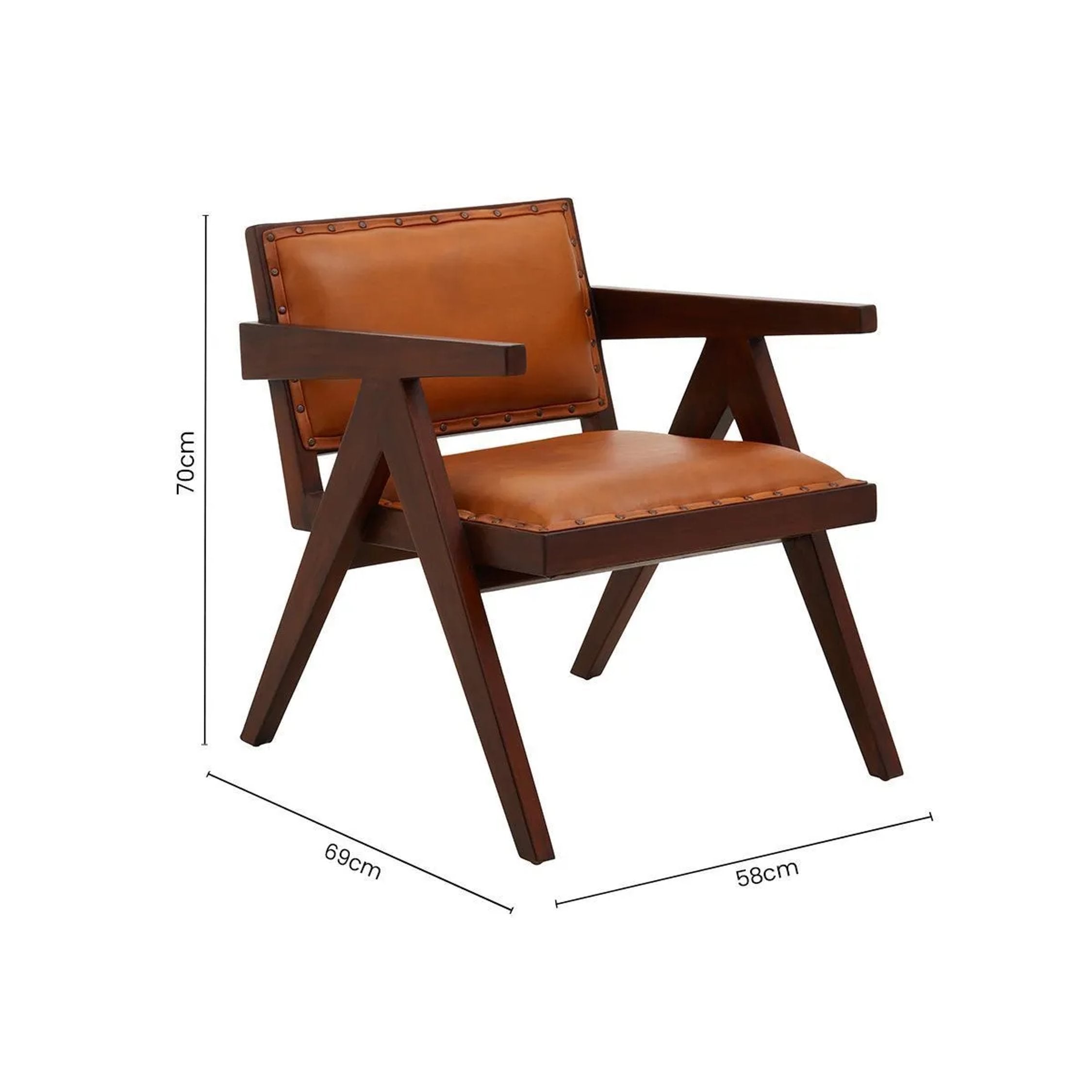 Kalahari Tan Leather & Teak Frame Dining Chair