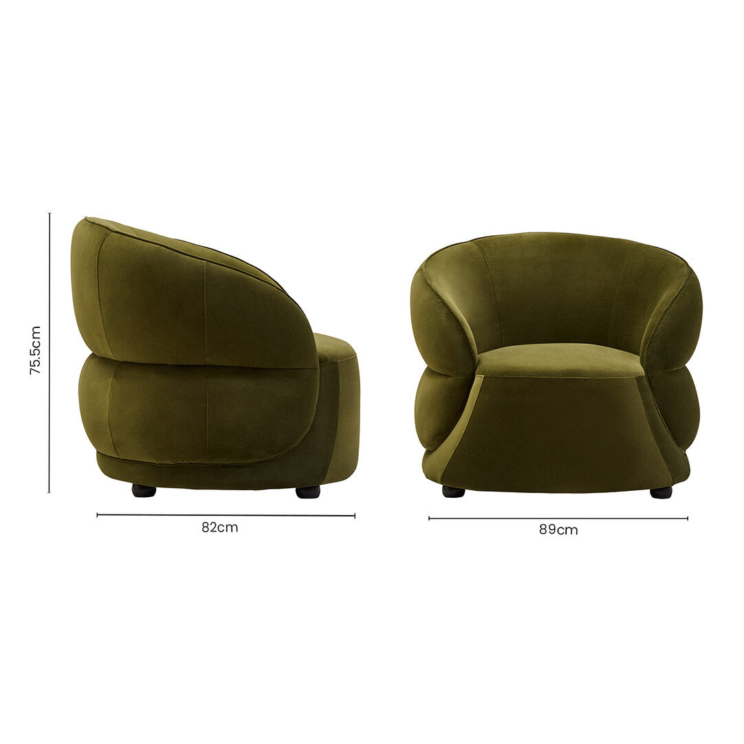 Clover Forest Green Curved Velvet Chair
