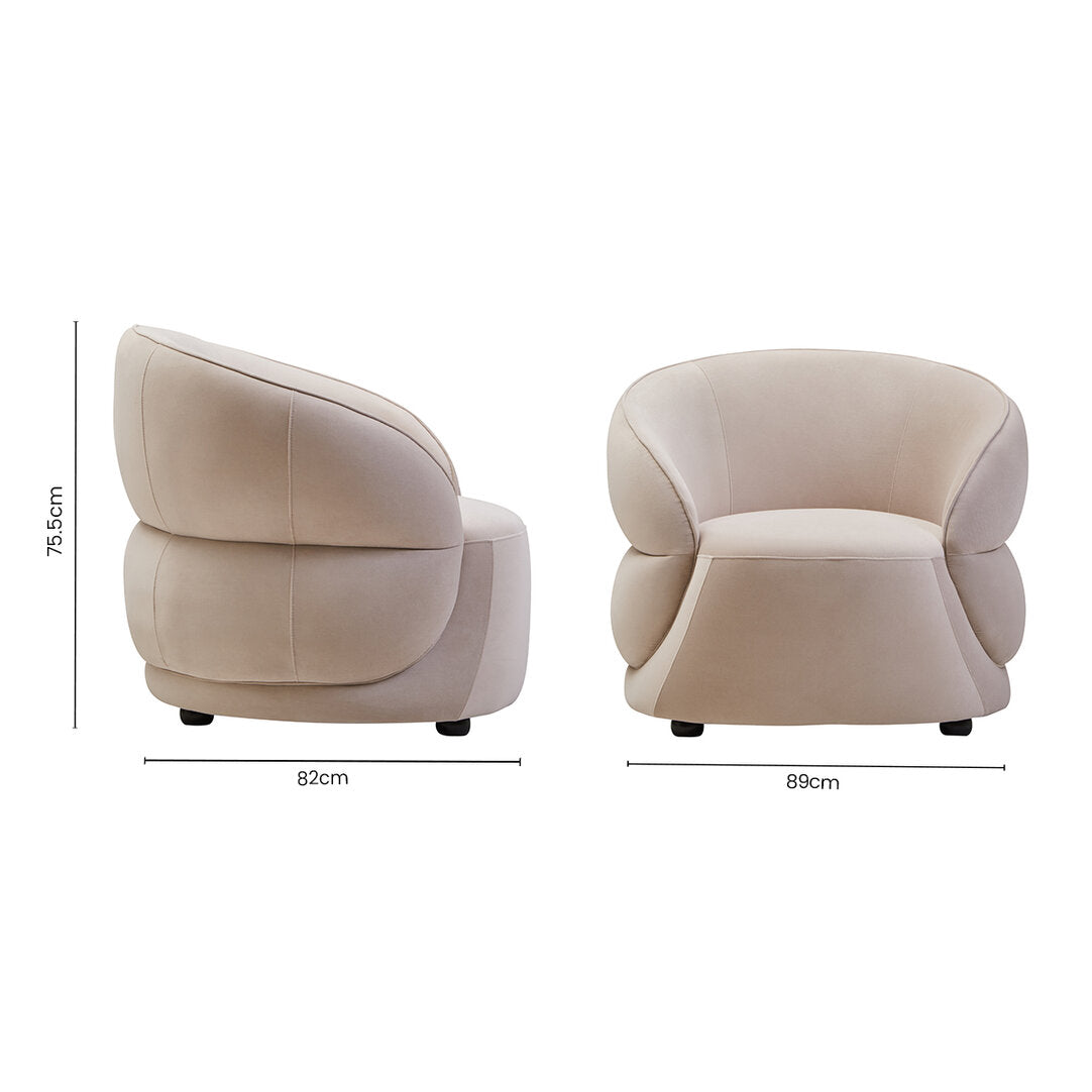 Clover Stone Velvet Curved Chair