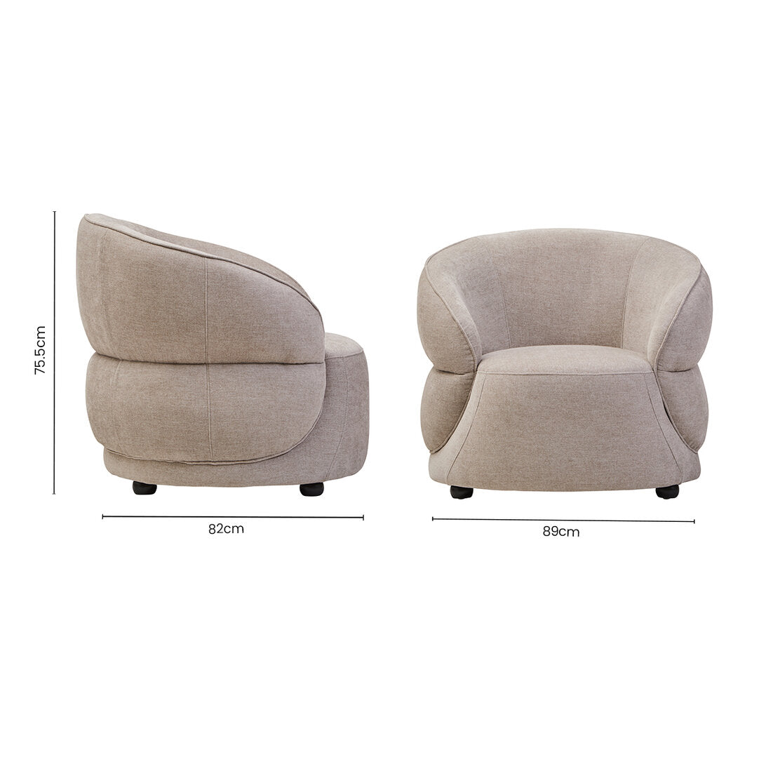 Cooper Taupe Chenille Curved Chair