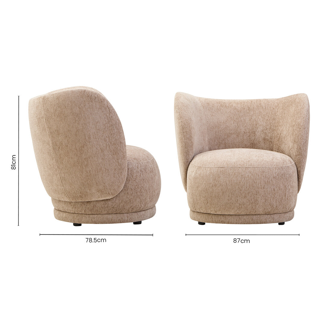 Jude Deep Stone Chenille Curved Chair