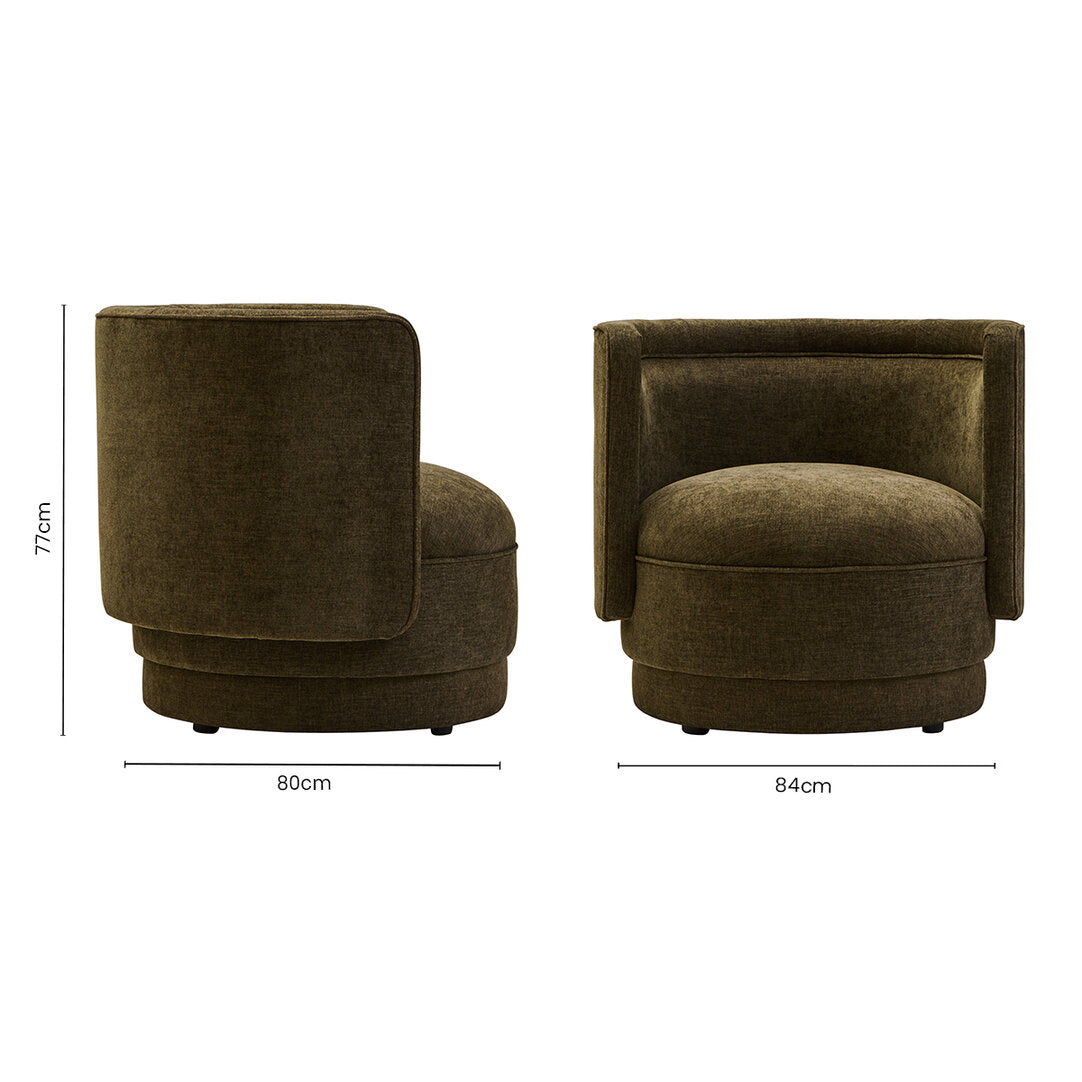 Hudson Forest Green Chenille Curved Chair