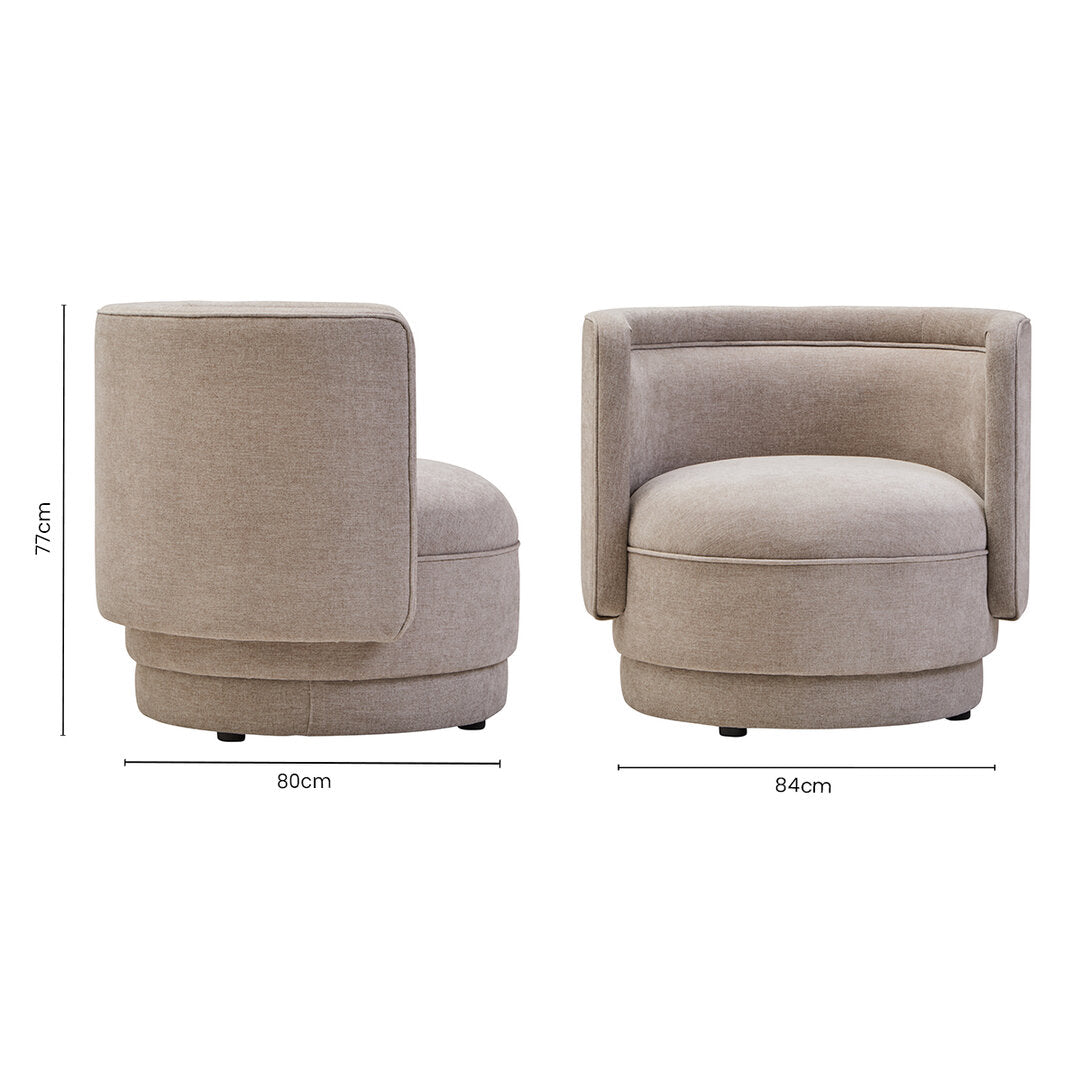 Hudson Taupe Chenille Curved Chair
