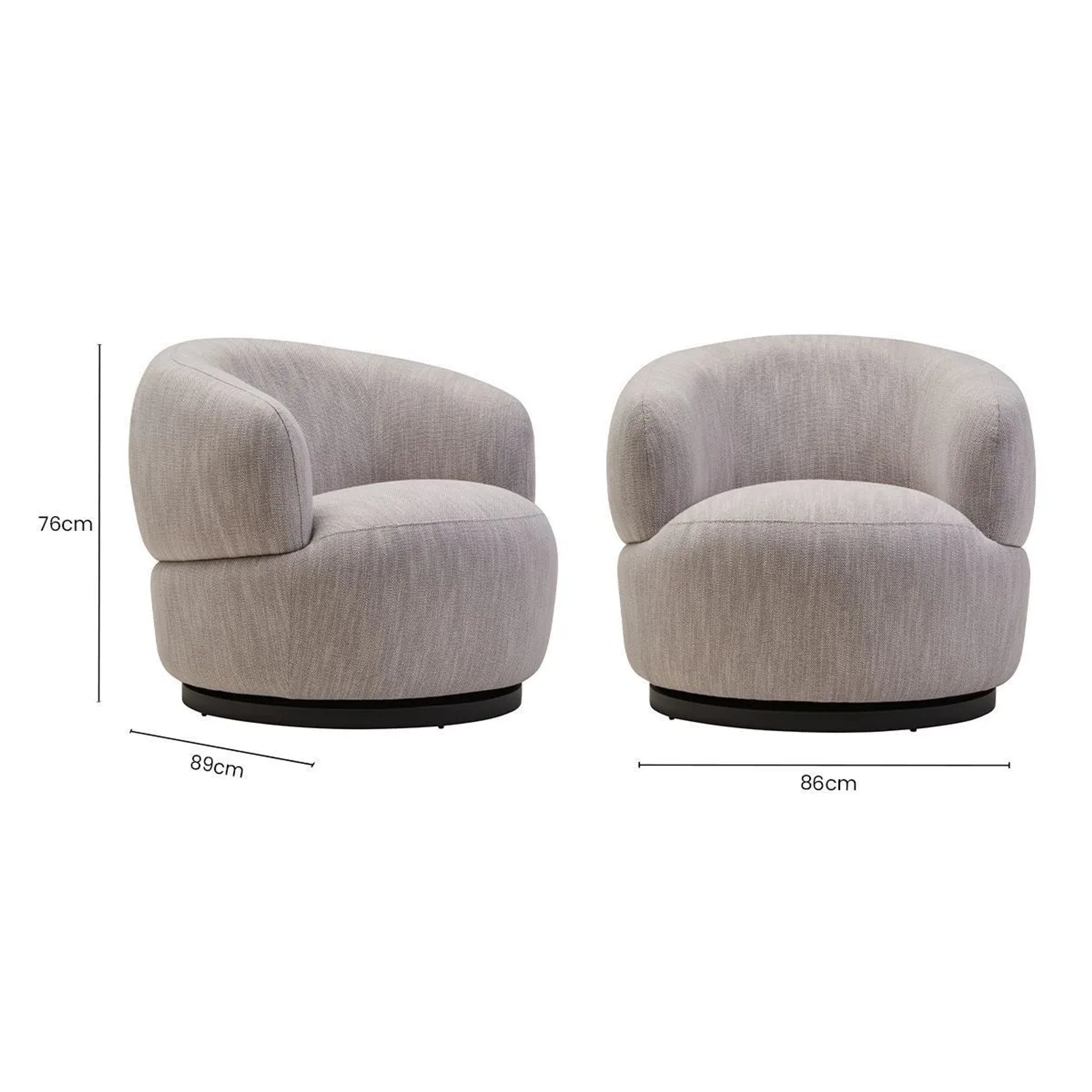 Swell Textured Grey Curved Swivel Chair