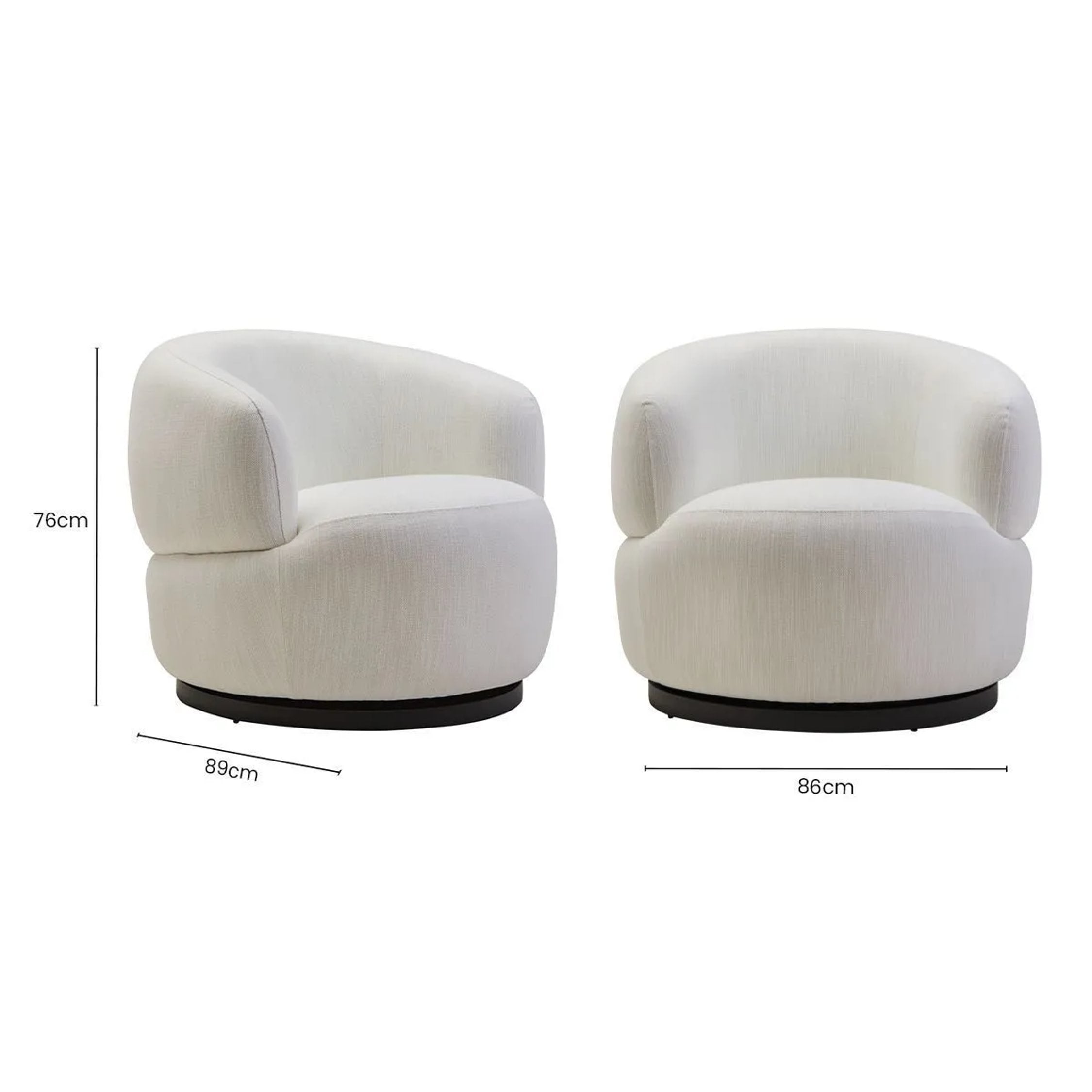 Swell Textured Cream Curved Swivel Chair