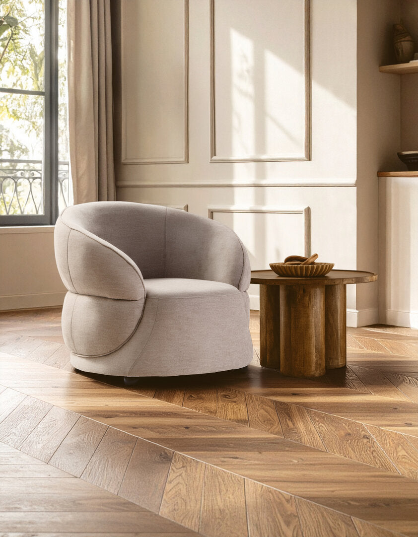 Cooper Taupe Chenille Curved Chair