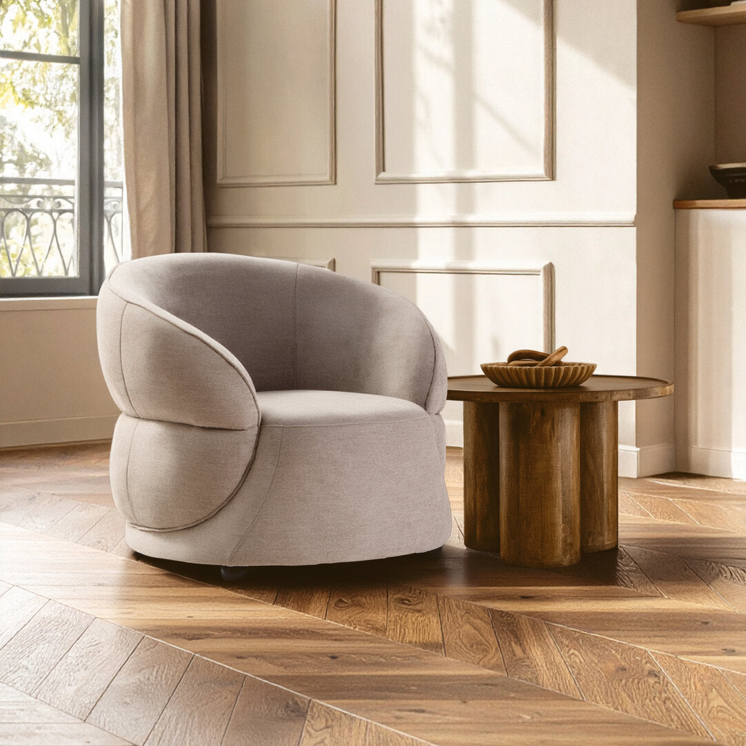 Cooper Taupe Chenille Curved Chair