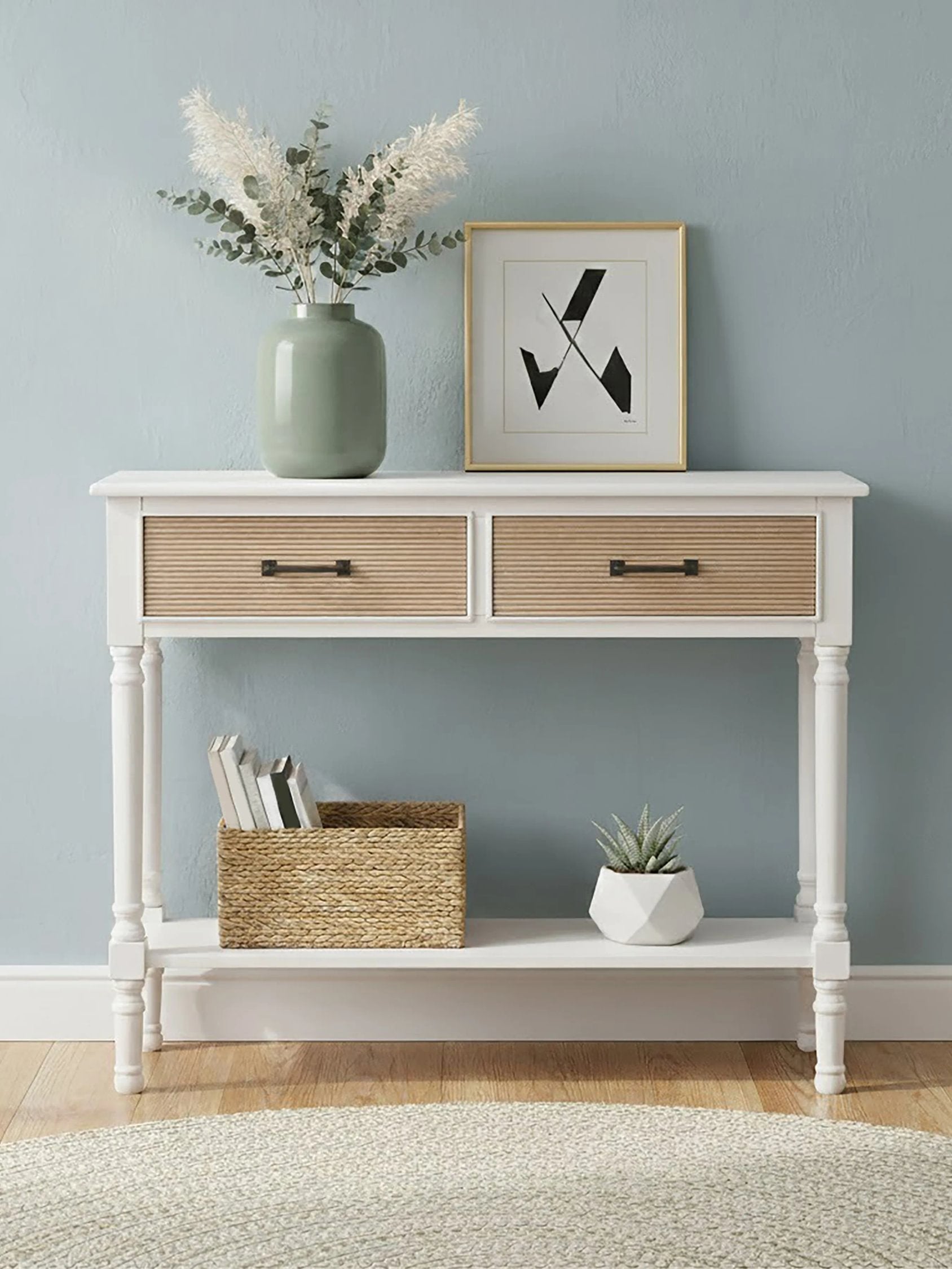 Chelsea White Wood 2 Drawer Console Table 90 x 33 x 75cm