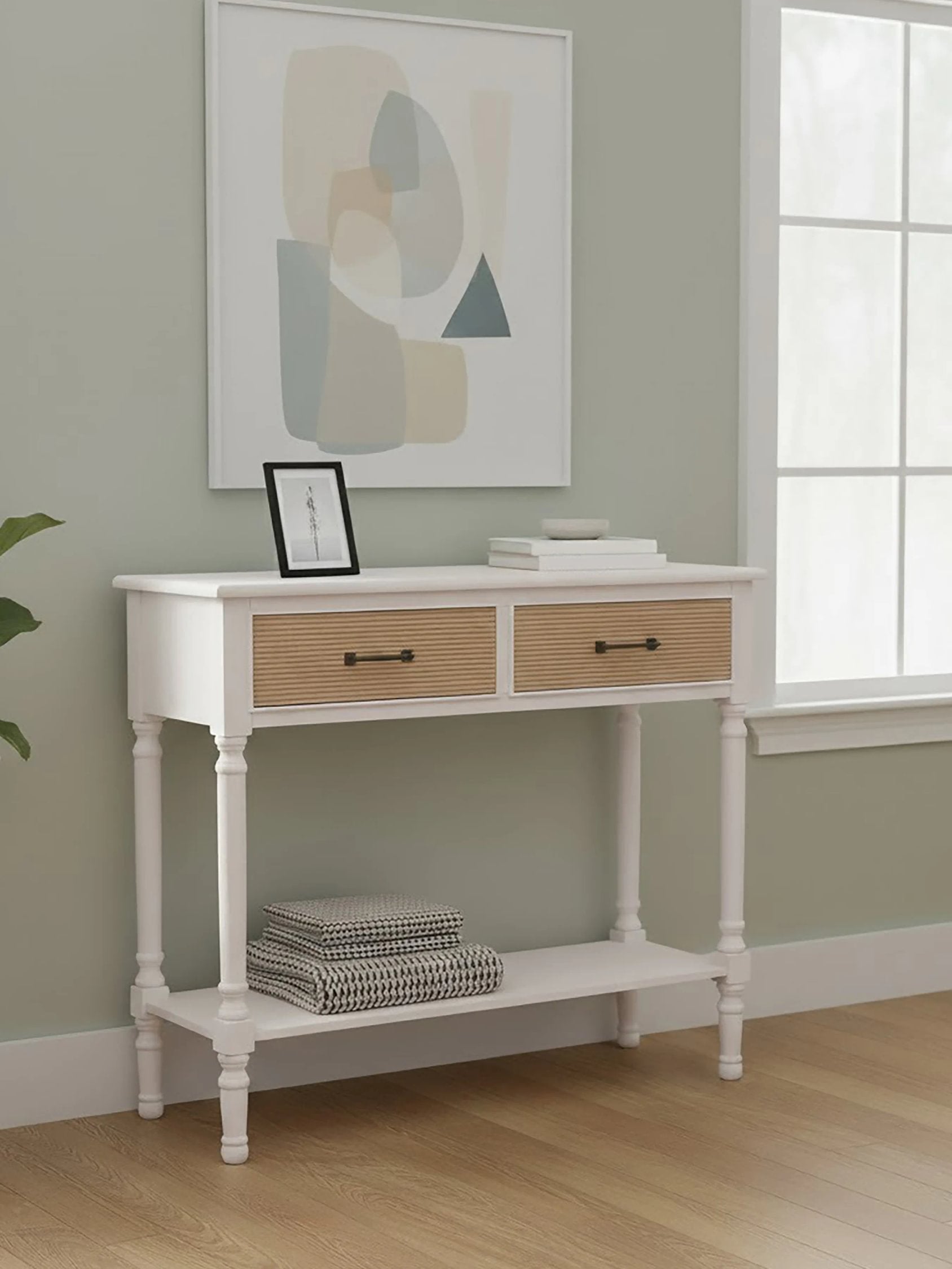 Chelsea White Wood 2 Drawer Console Table 90 x 33 x 75cm