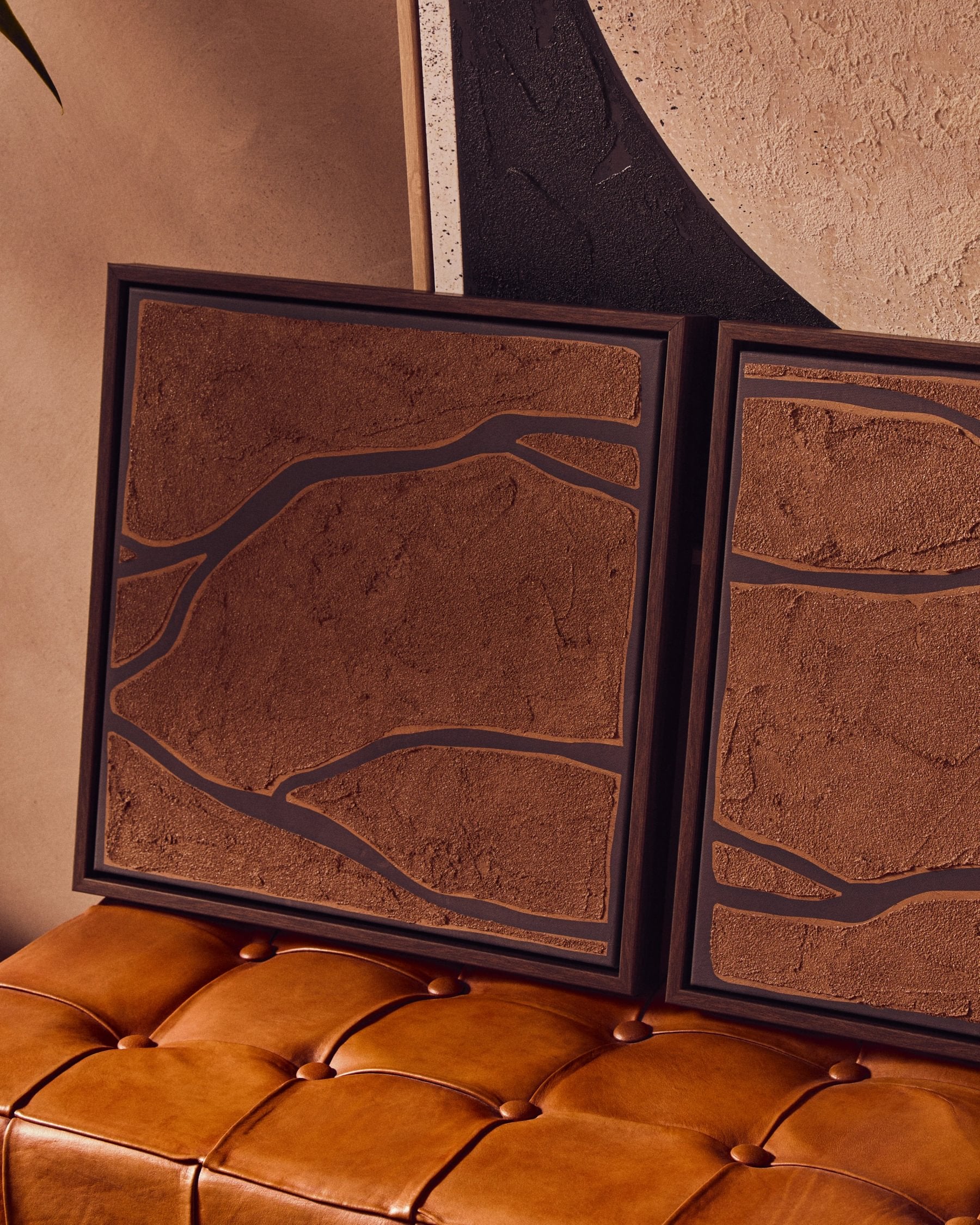 Set of 2 Galleria Brown & Black Textured Wall Art