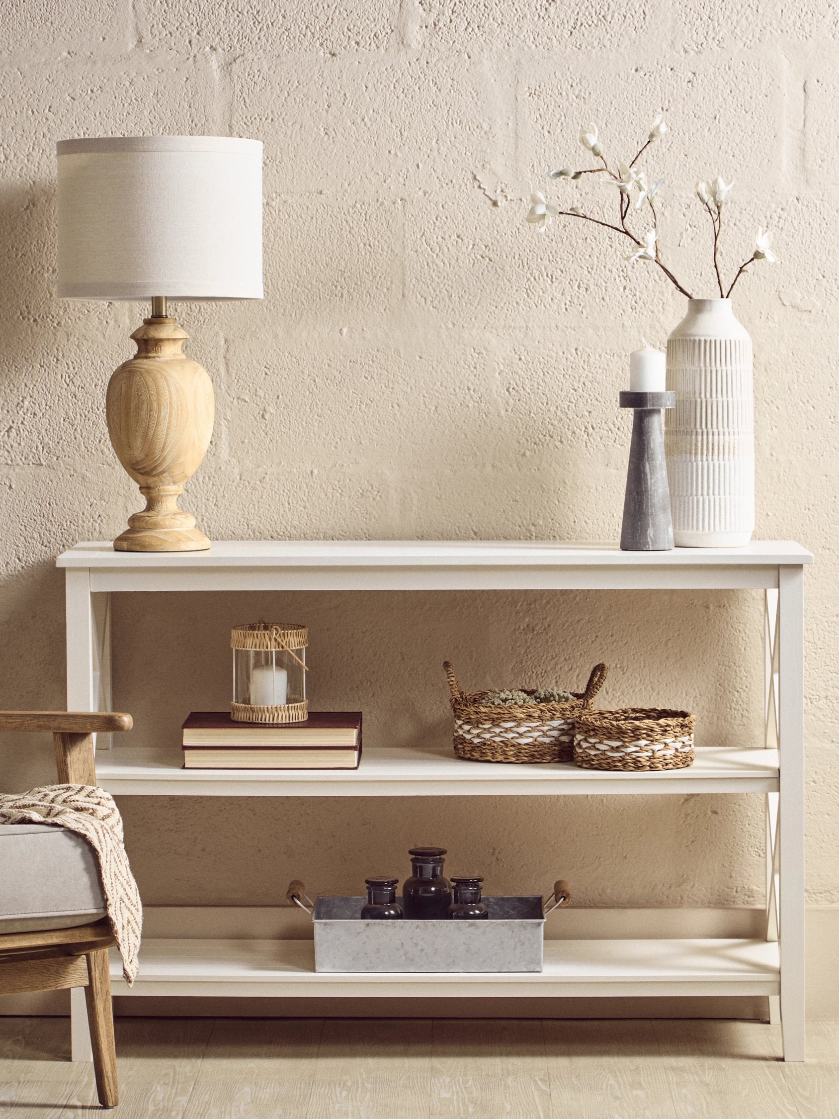 Chelsea Large White 2 Tier Wood Bookshelf