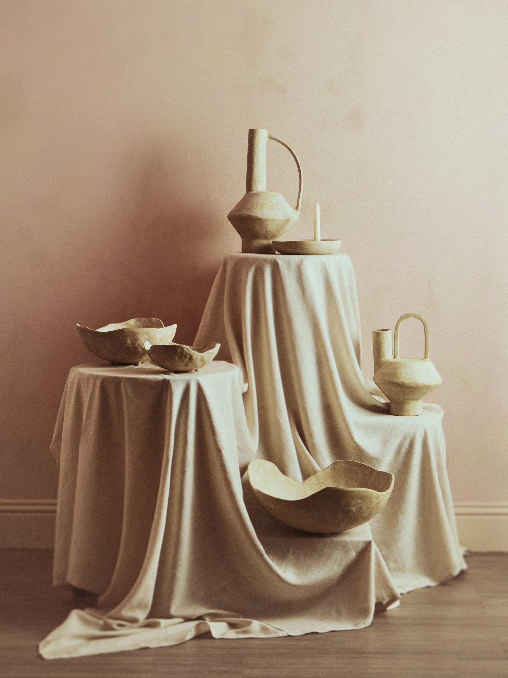 Chalk Large Beige Whitewash Textured Aluminium Bowl