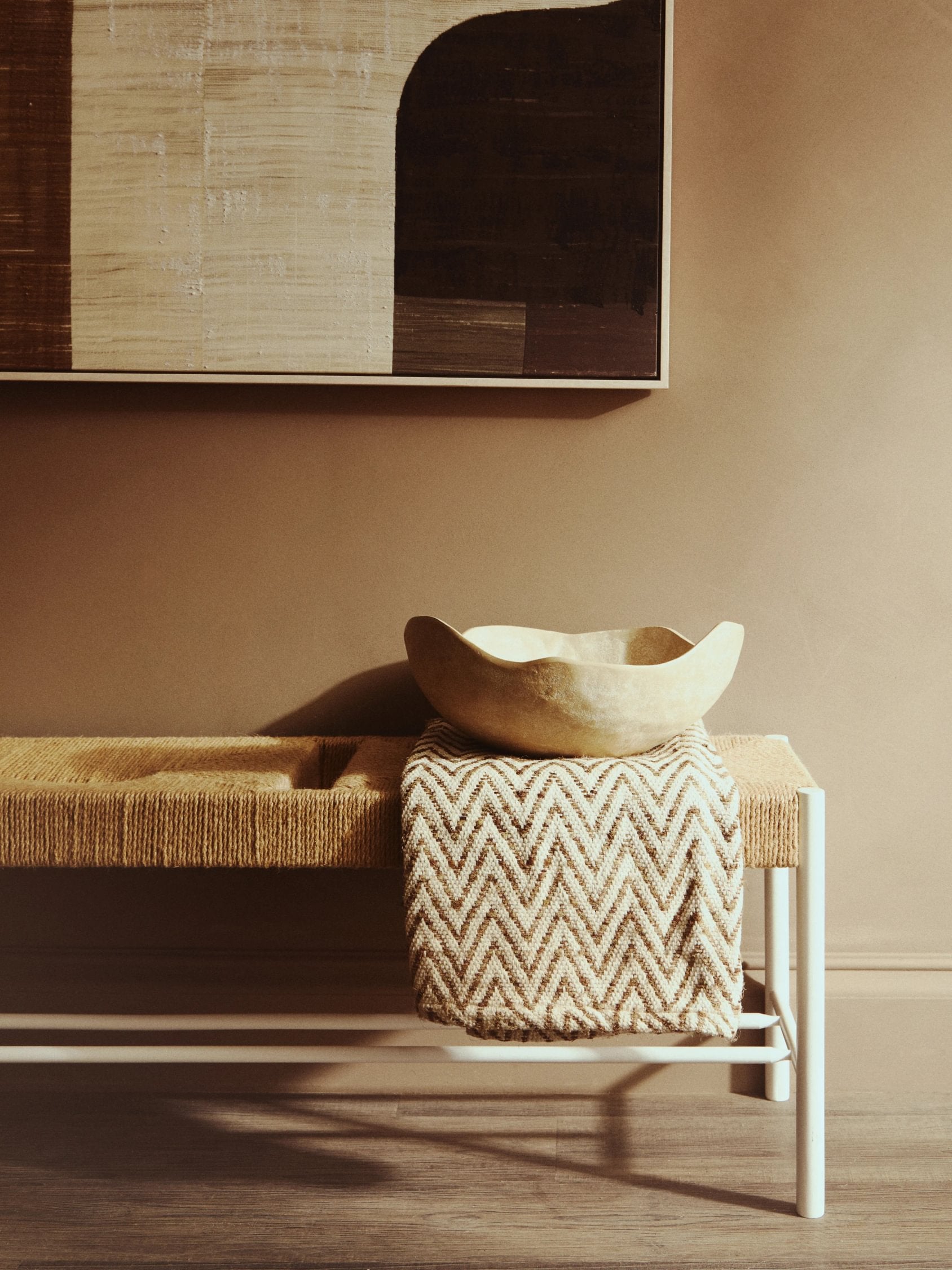 Chalk Large Beige Whitewash Textured Aluminium Bowl