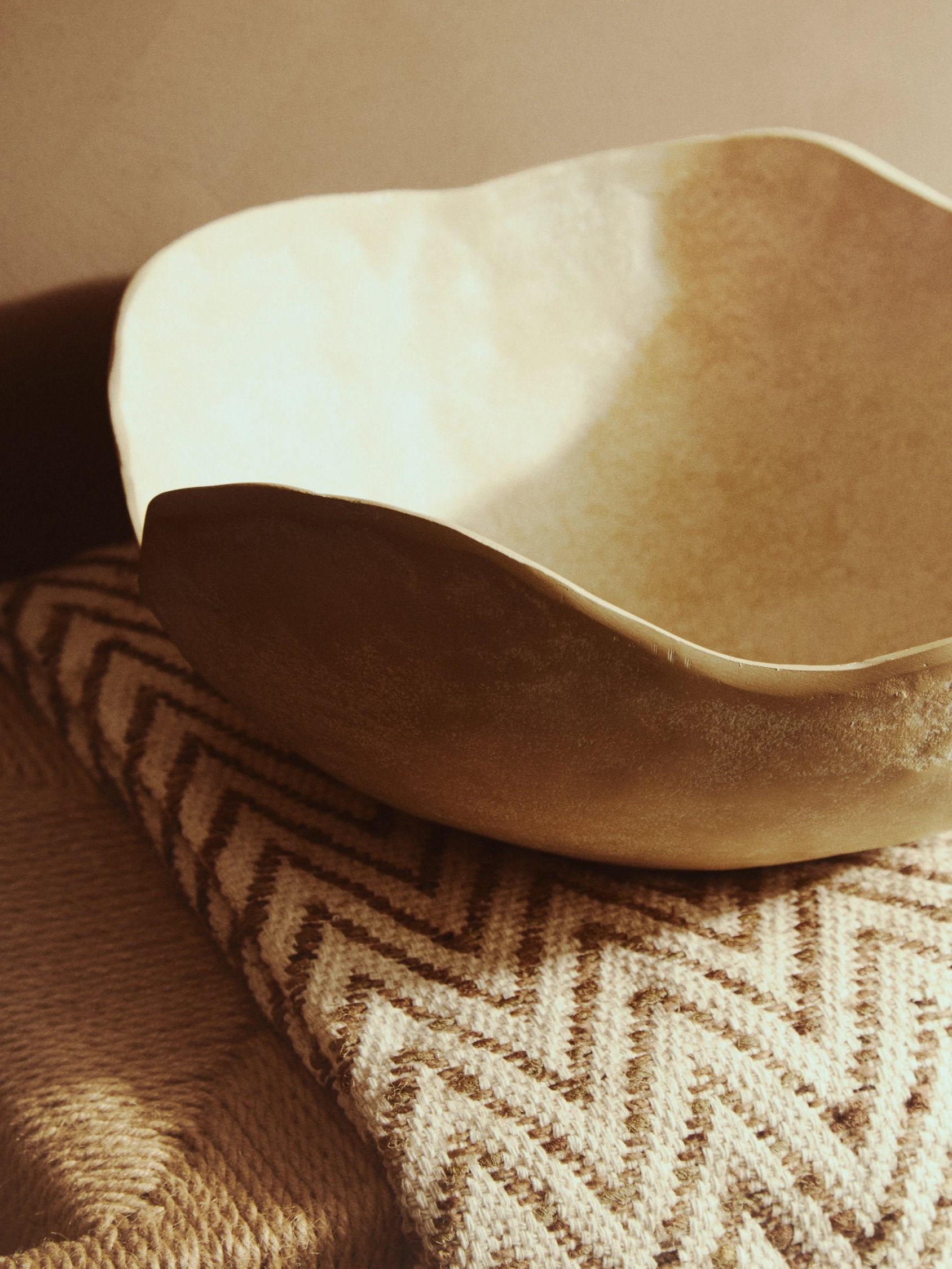 Chalk Large Beige Whitewash Textured Aluminium Bowl
