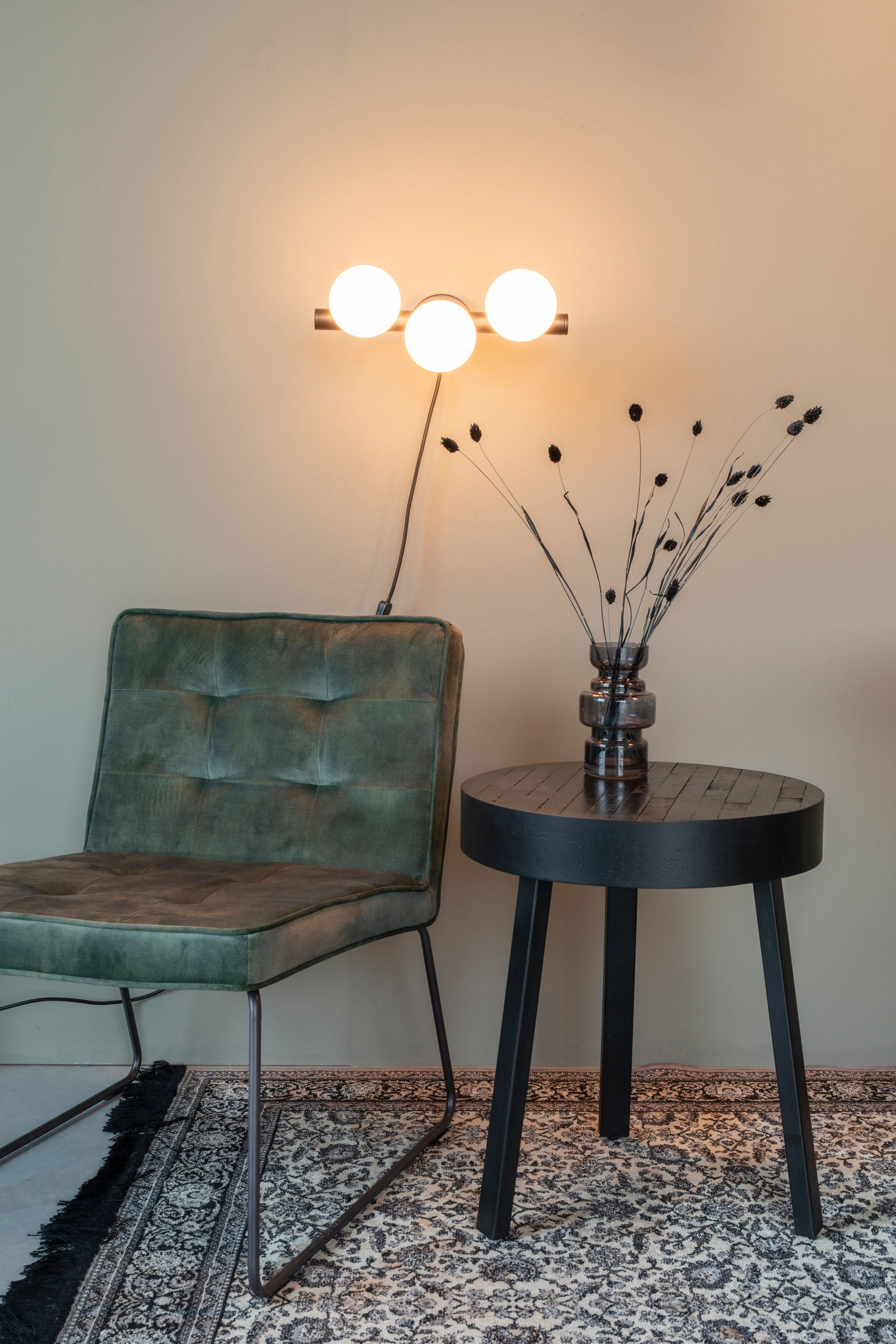 Monica White Glass Orb Wall Light