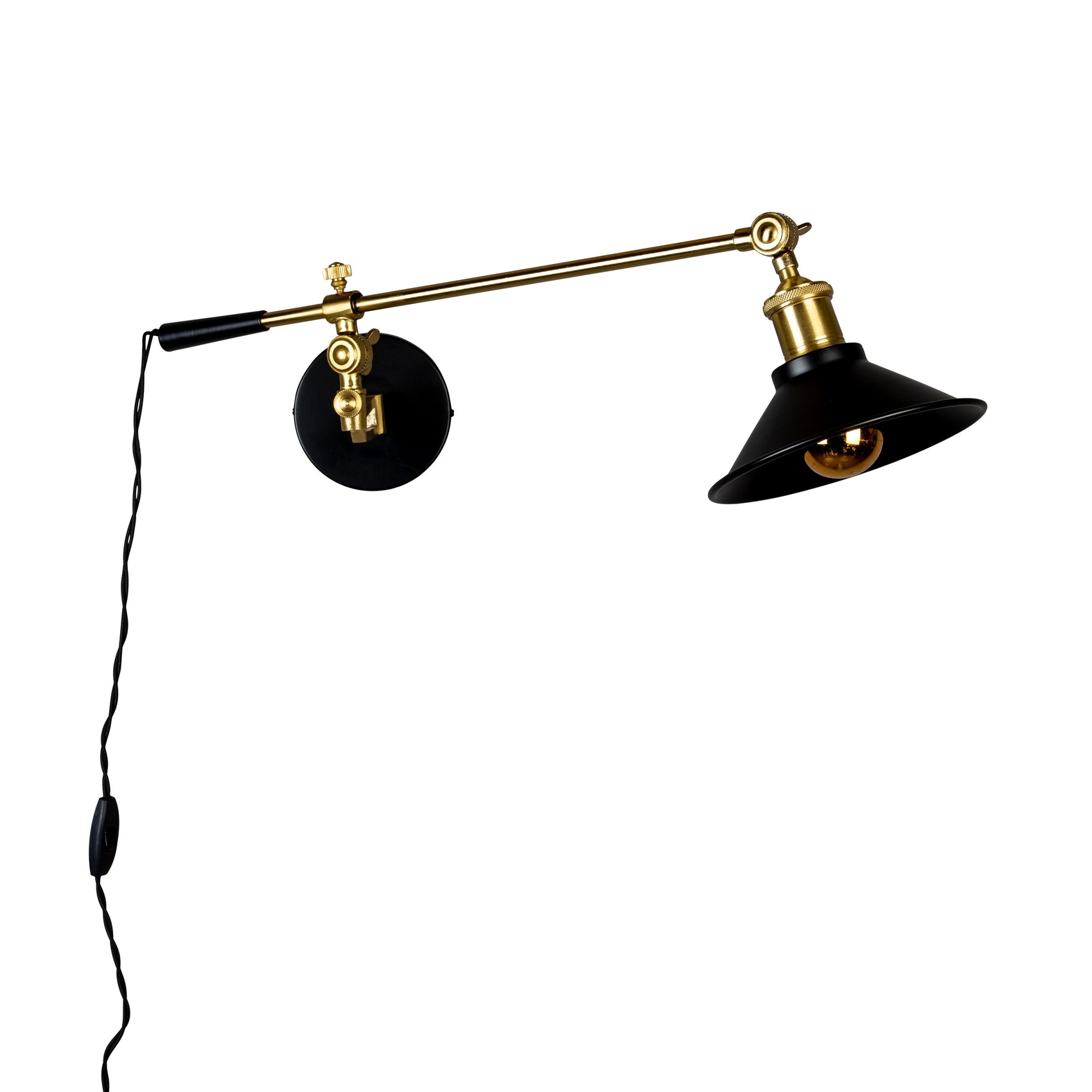Dutchbone Penelope Brass & Black Wired Wall Lamp