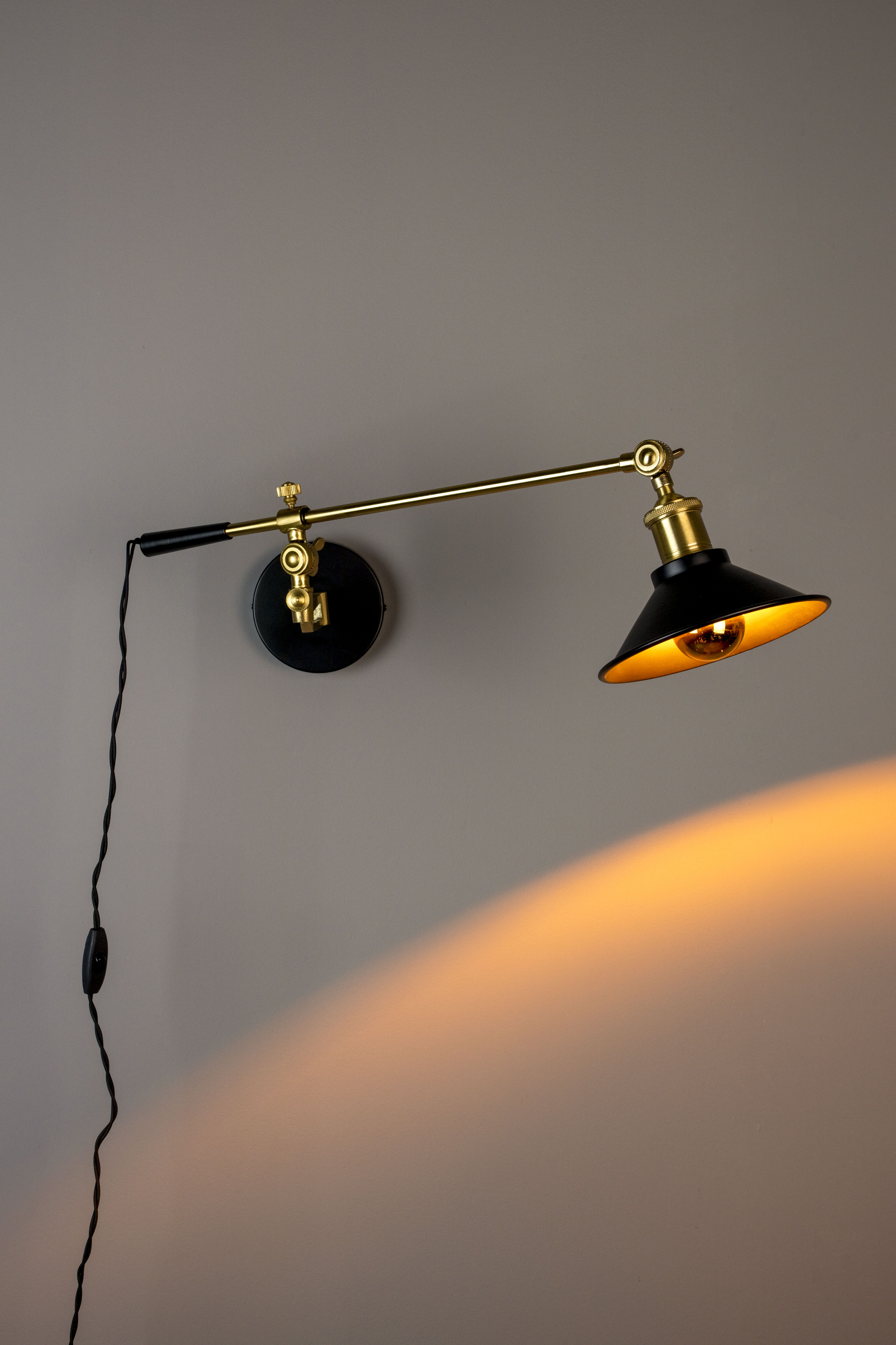 Dutchbone Penelope Brass & Black Wired Wall Lamp