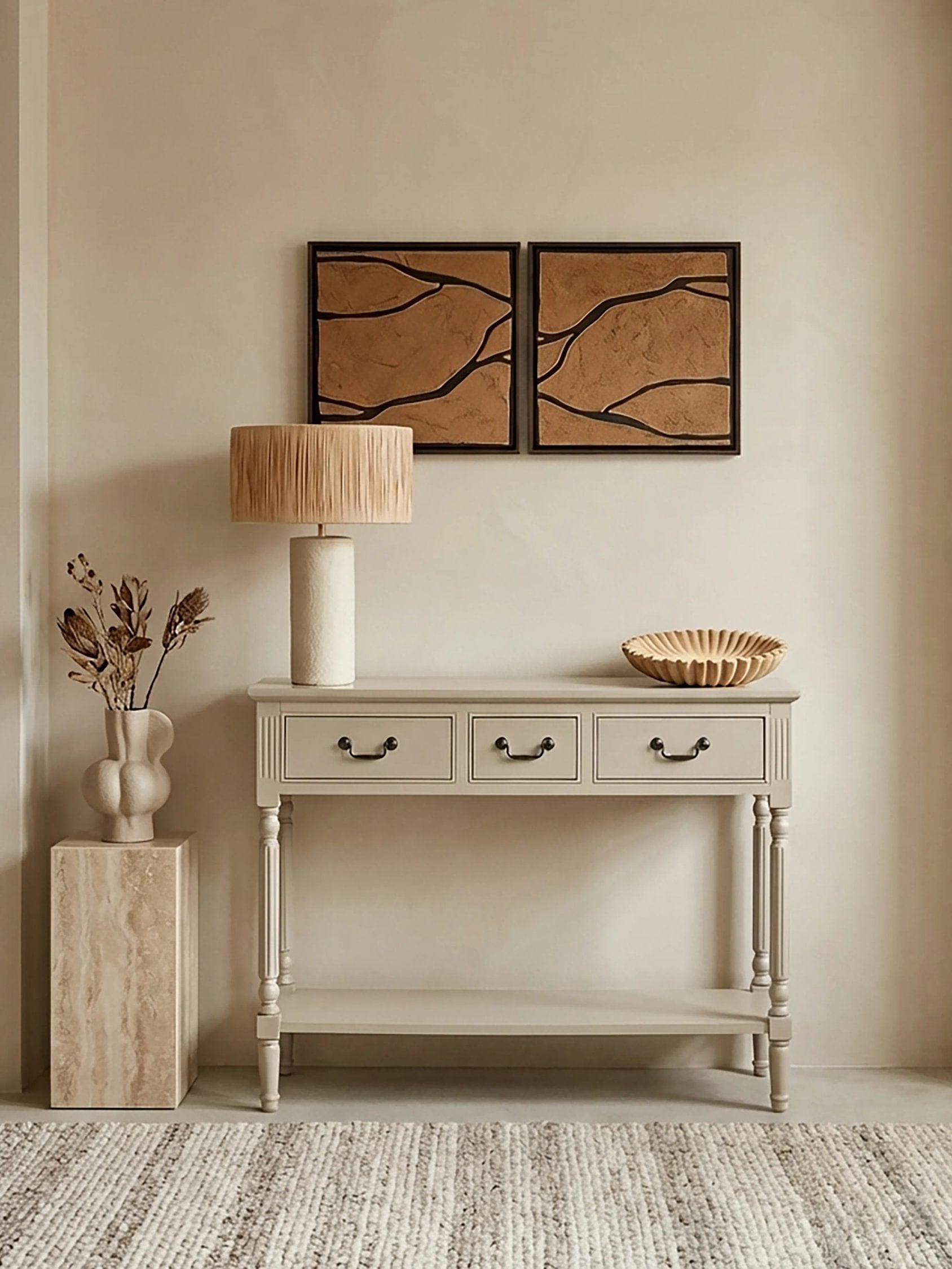 Chelsea Grey Putty Wood 3 Drawer Console Table