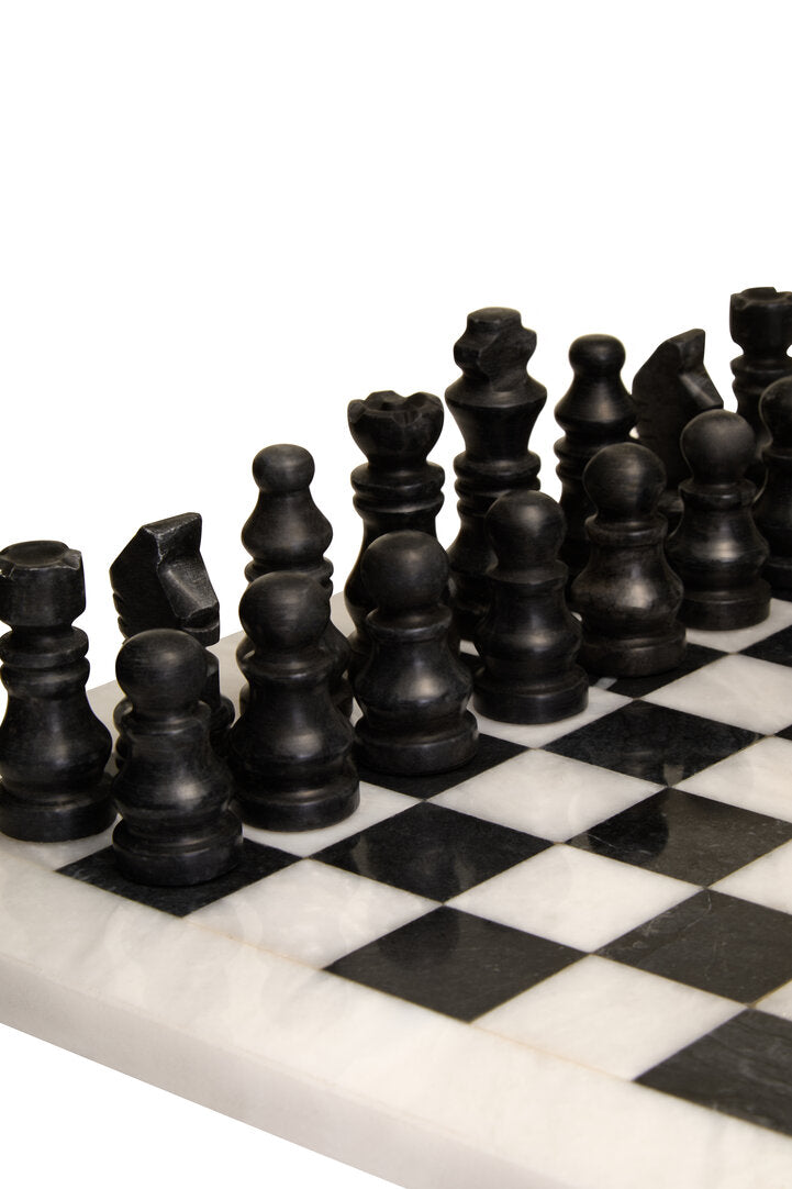 Eleri White & Black Small Marble Chess Set