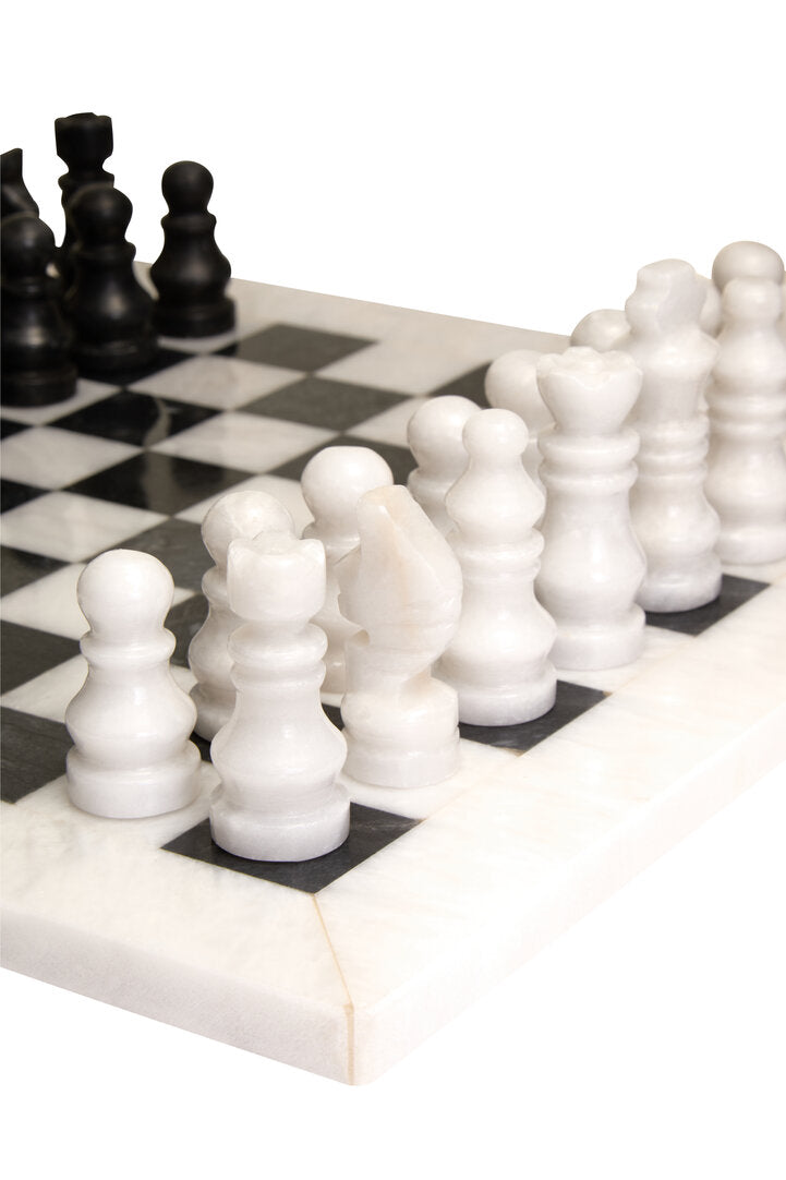 Eleri White & Black Small Marble Chess Set