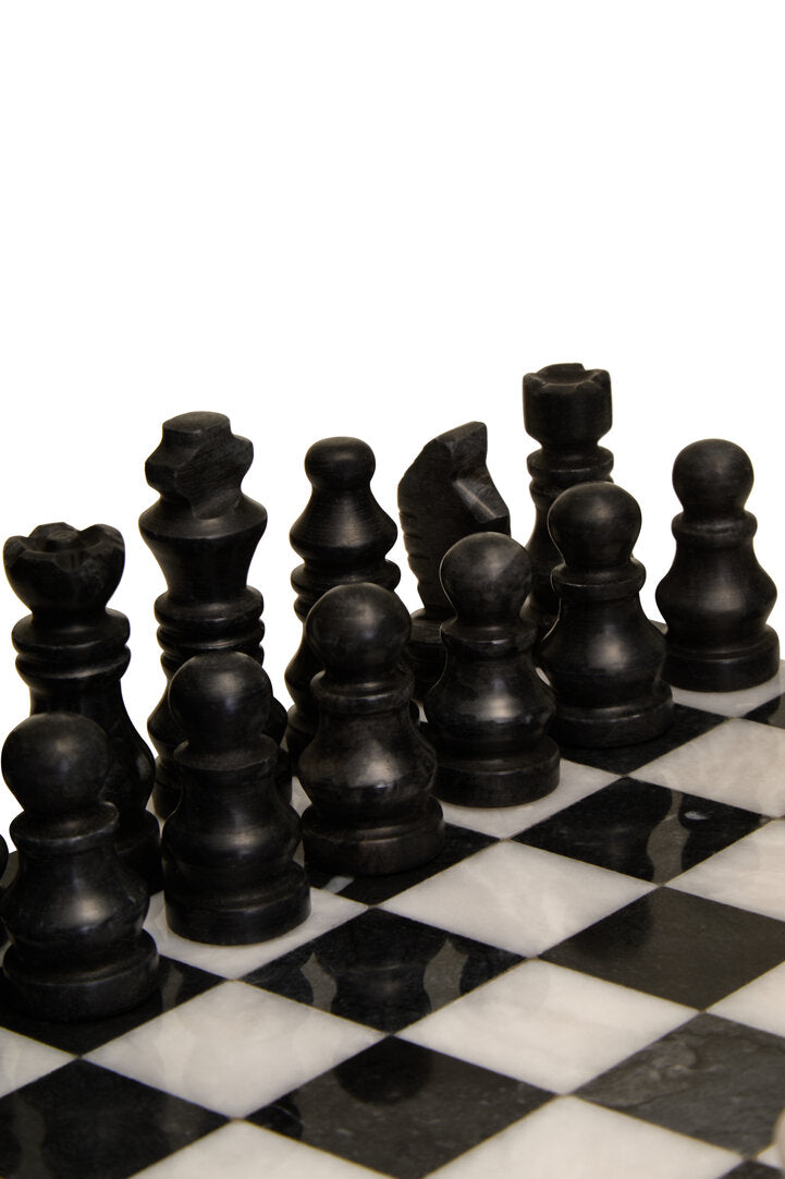 Eleri White & Black Small Marble Chess Set