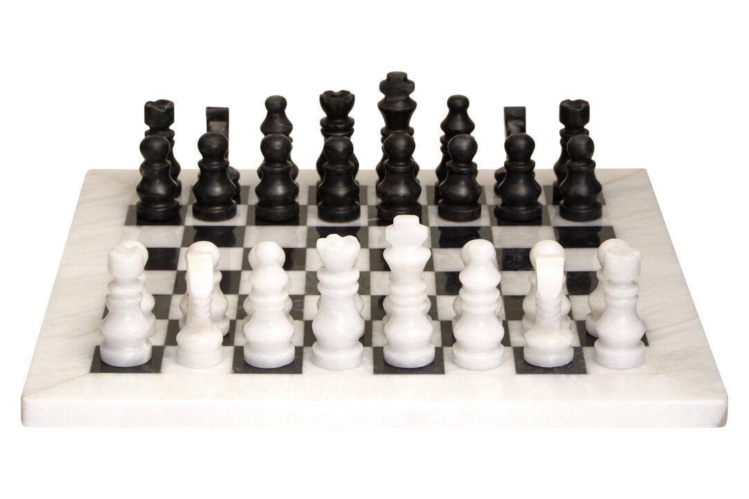 Eleri White & Black Small Marble Chess Set