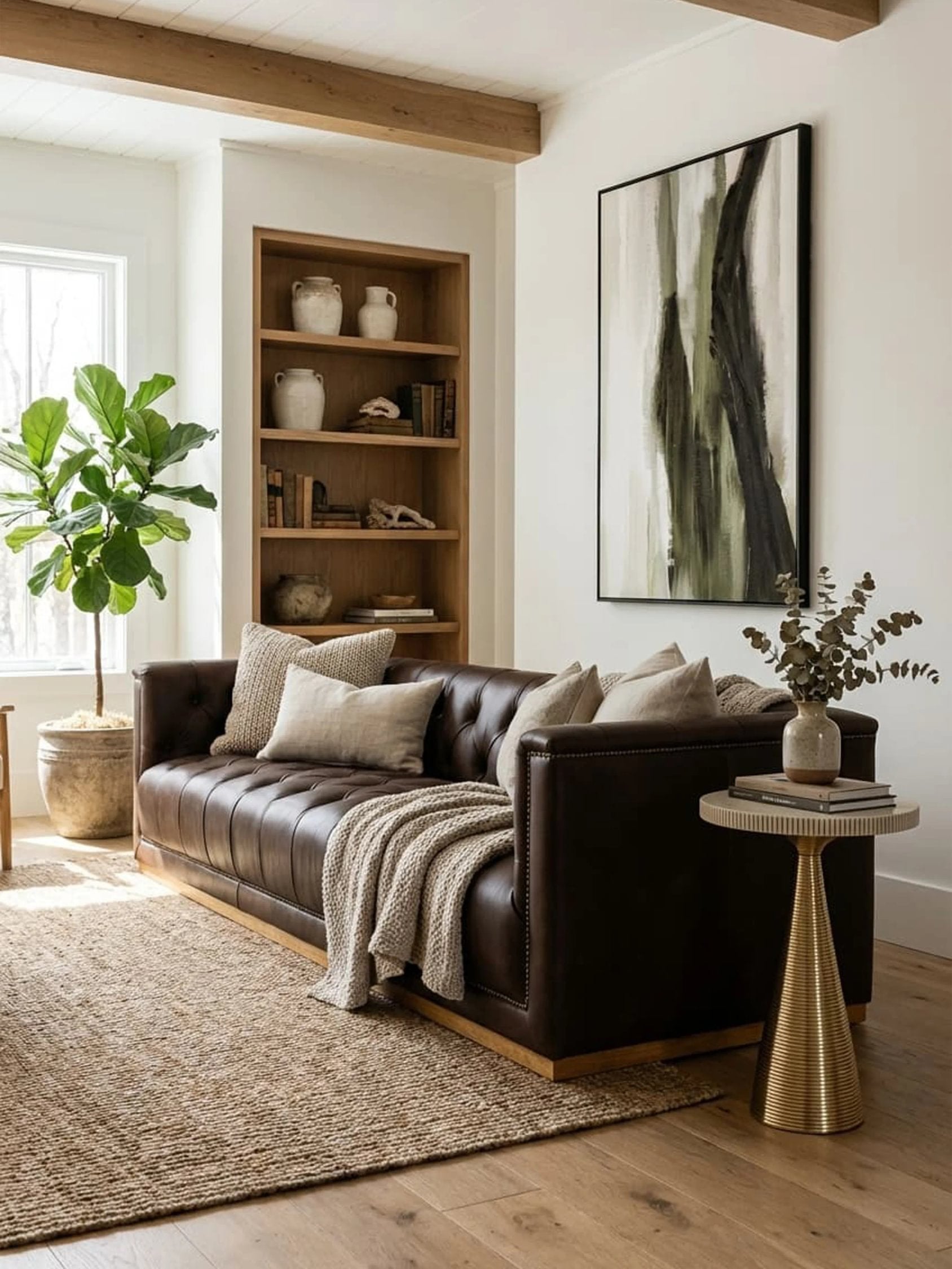 Burlington Dark Brown Leather 3 Seater Modern Chesterfield Sofa 238 x 88 x 64cm