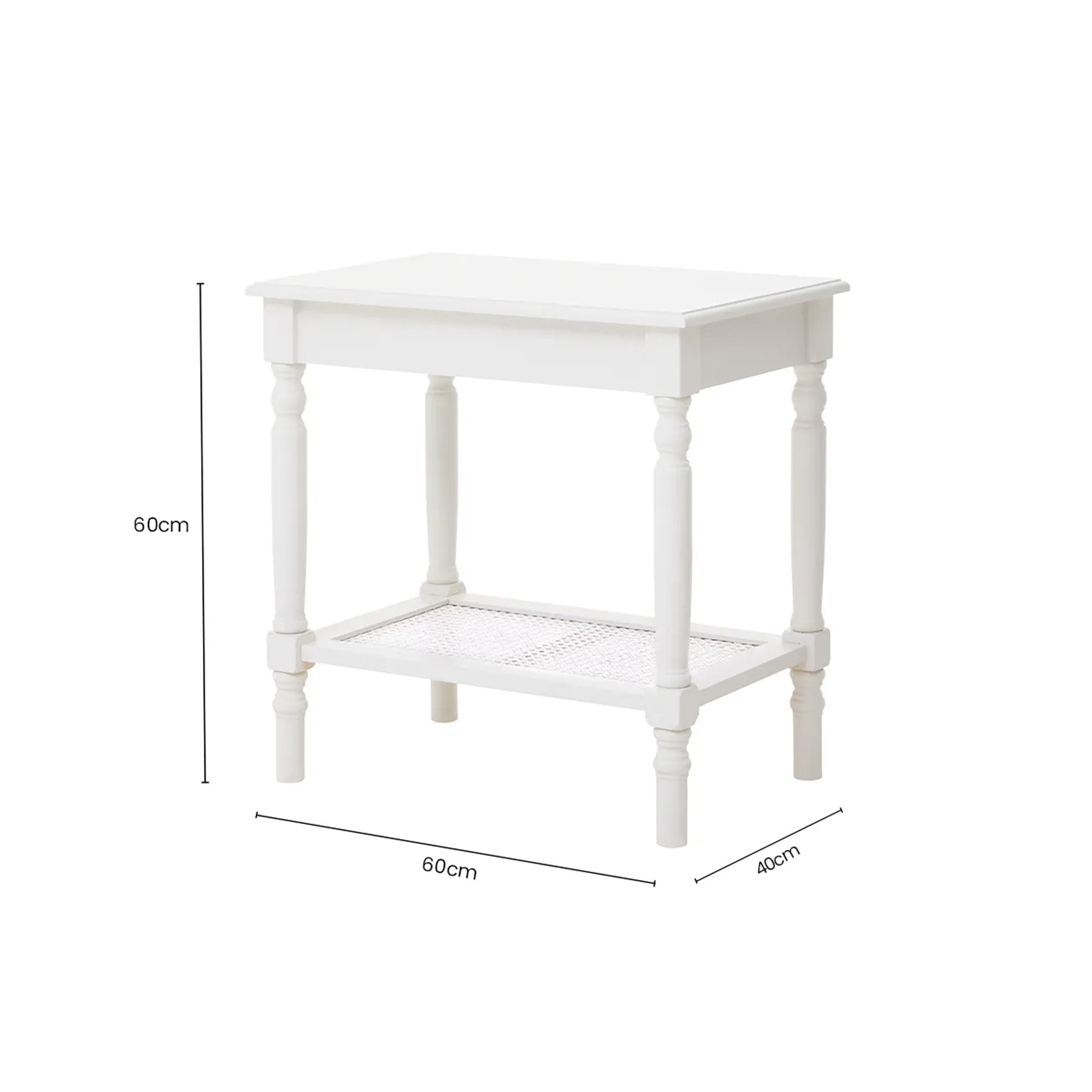 Chelsea White Wood Side Table with Lower Shelf