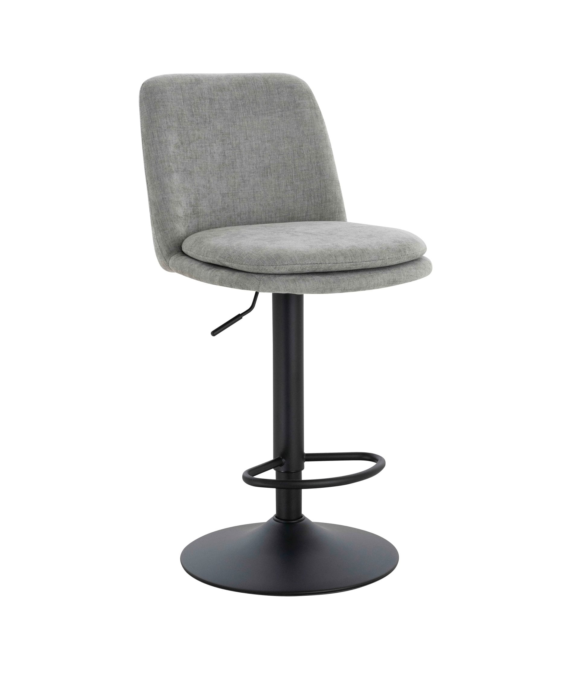 Set of 2 Henley Light Grey Chenille Cushioned Bar Stools