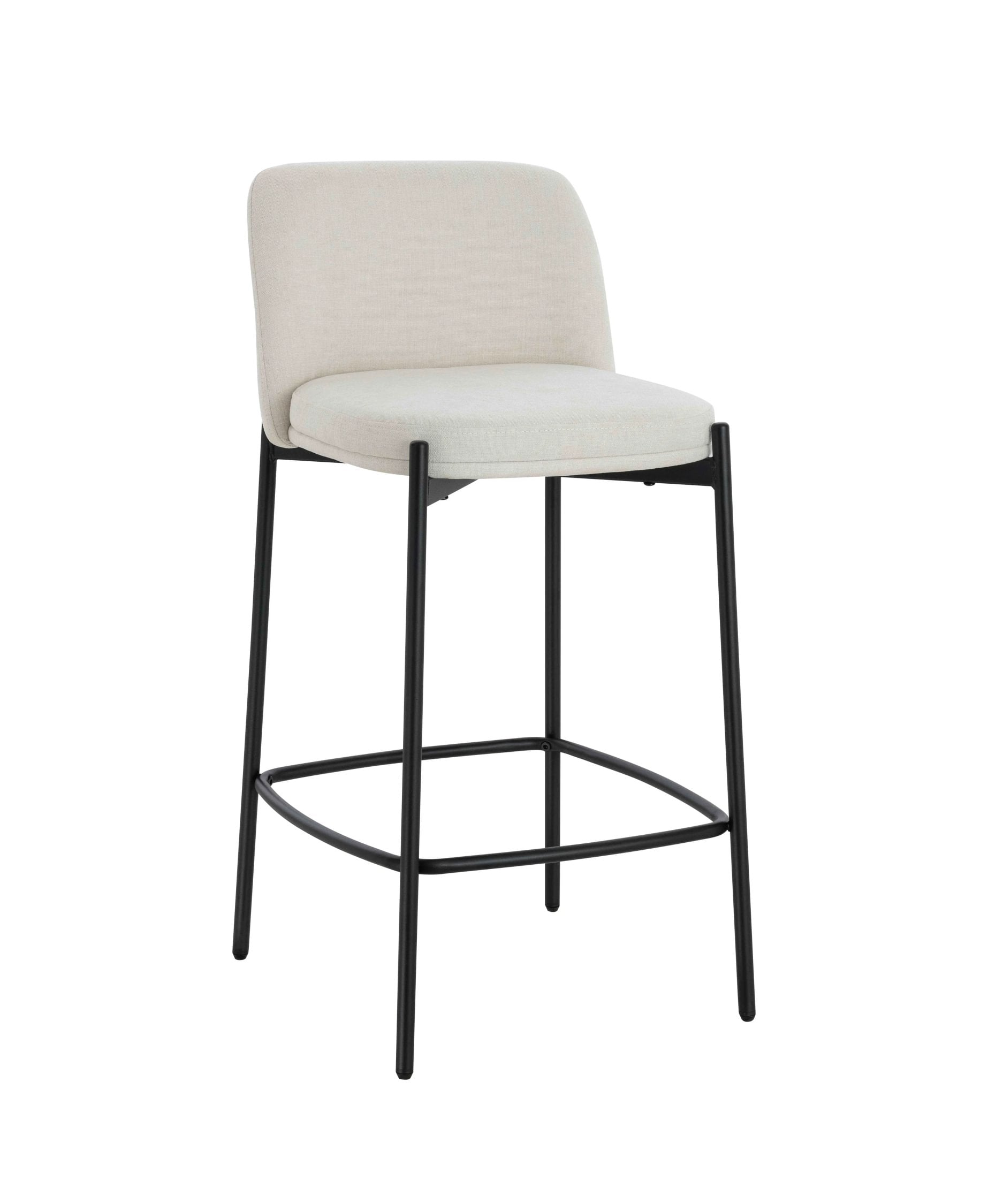 Set of 2 Henley Beige Chenille Black Leg Bar Stools