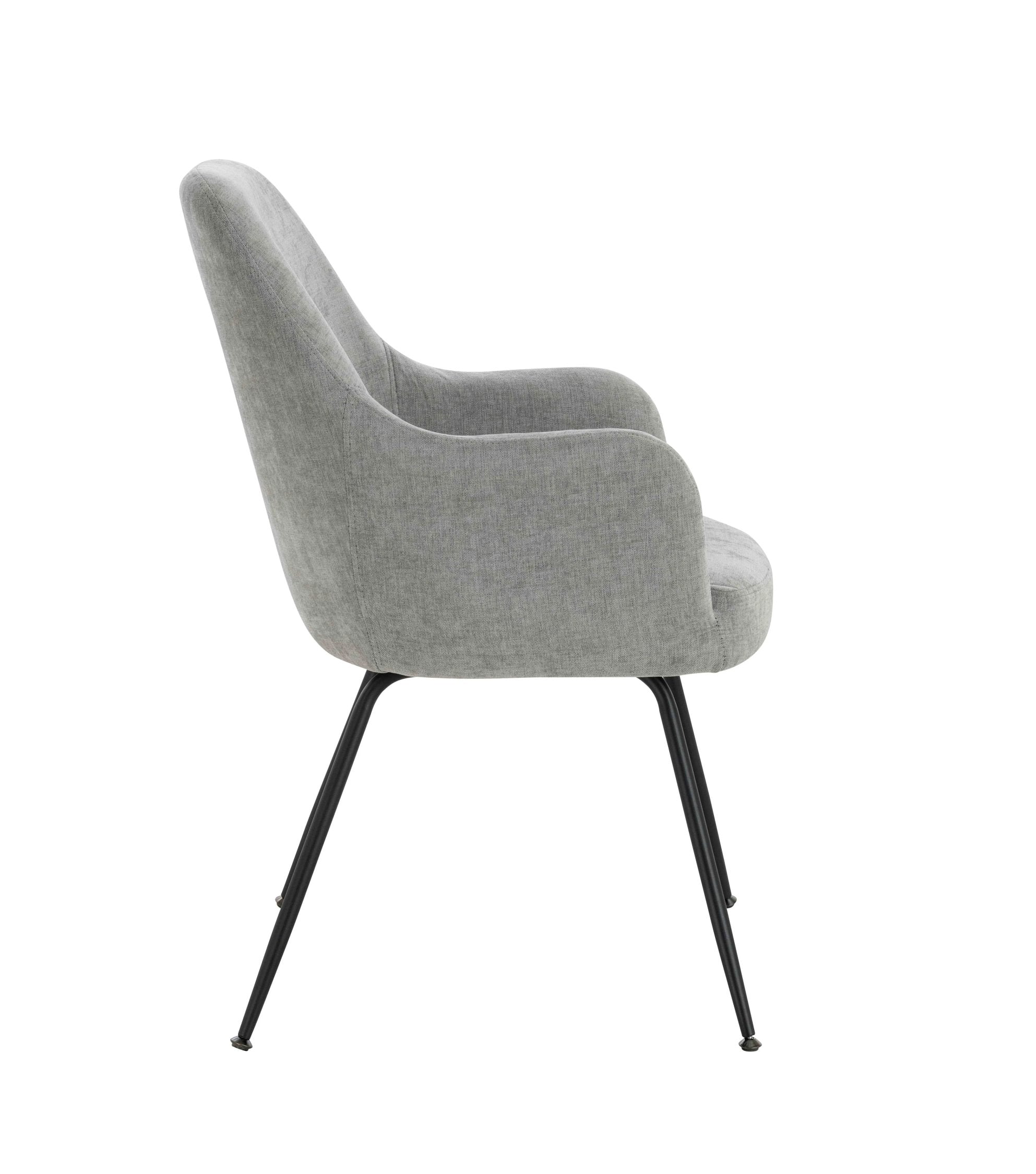 Set of 2 Henley Light Grey Chenille Dining Armchairs