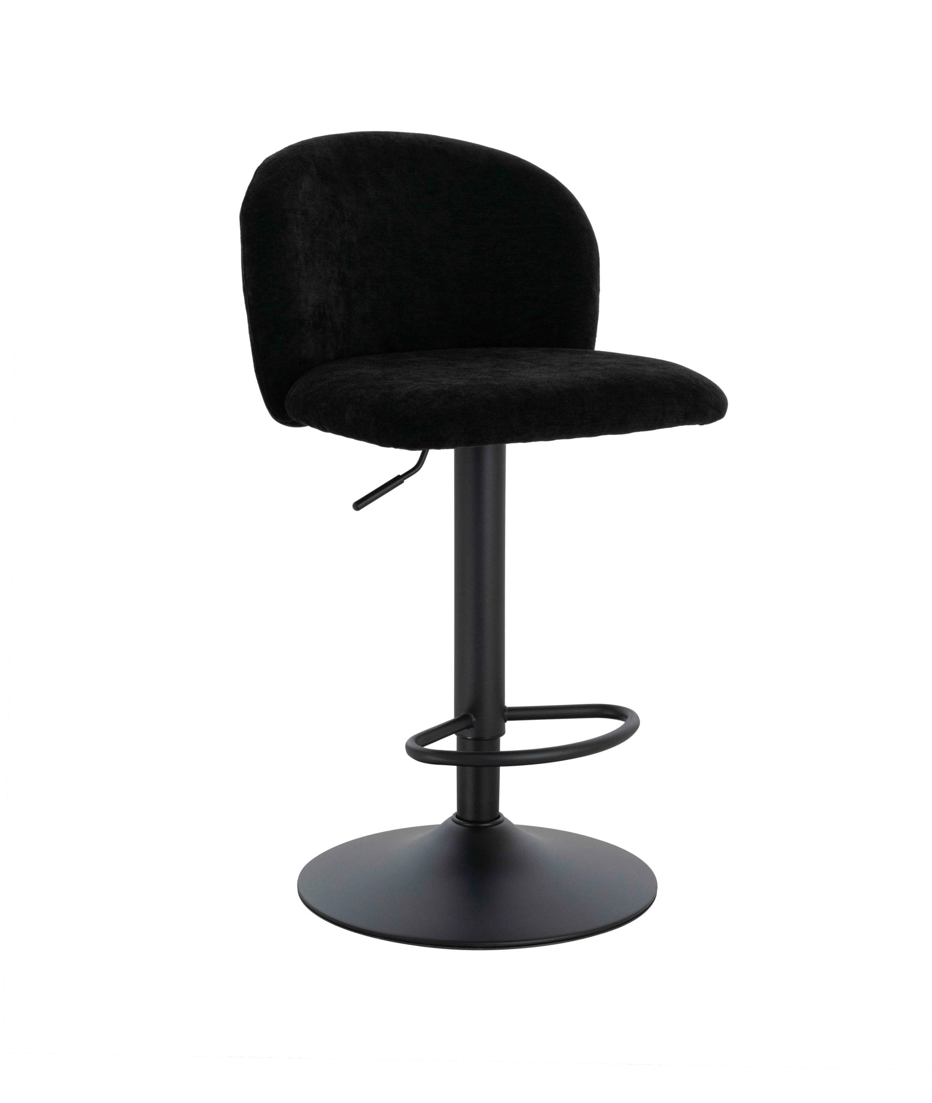 Set of 2 Henley Black Chenille Curved Bar Stools