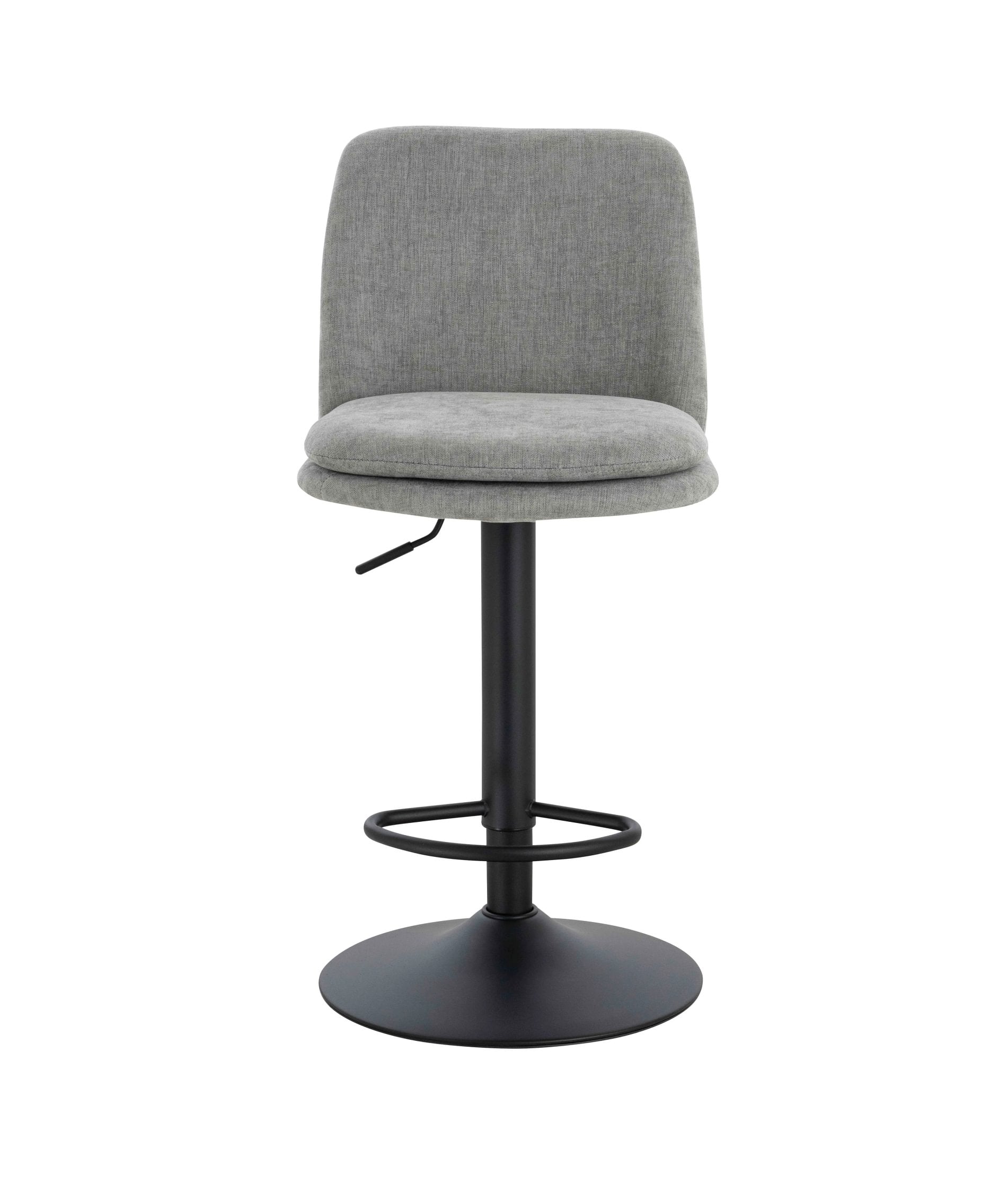 Set of 2 Henley Light Grey Chenille Cushioned Bar Stools