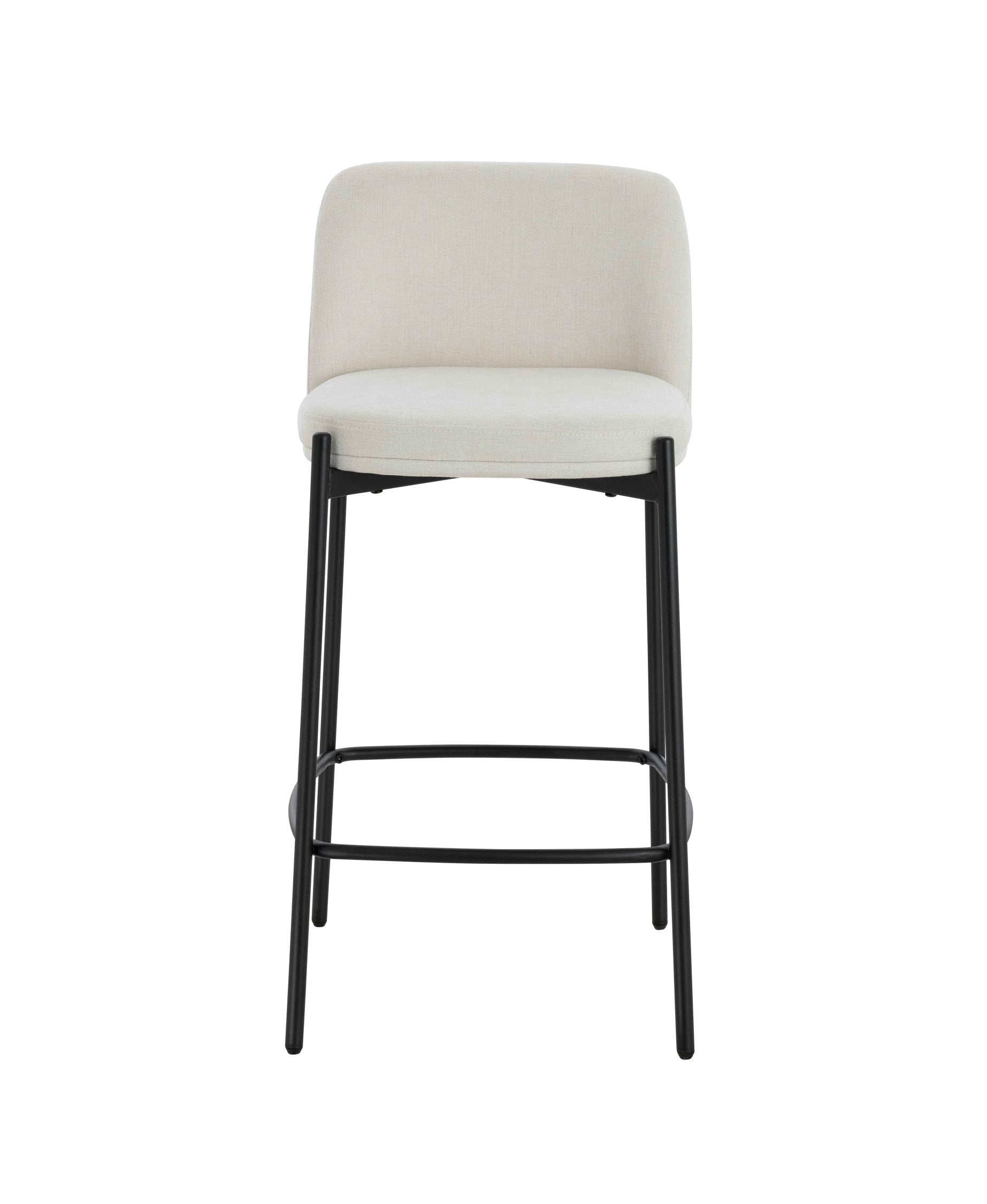 Set of 2 Henley Beige Chenille Black Leg Bar Stools