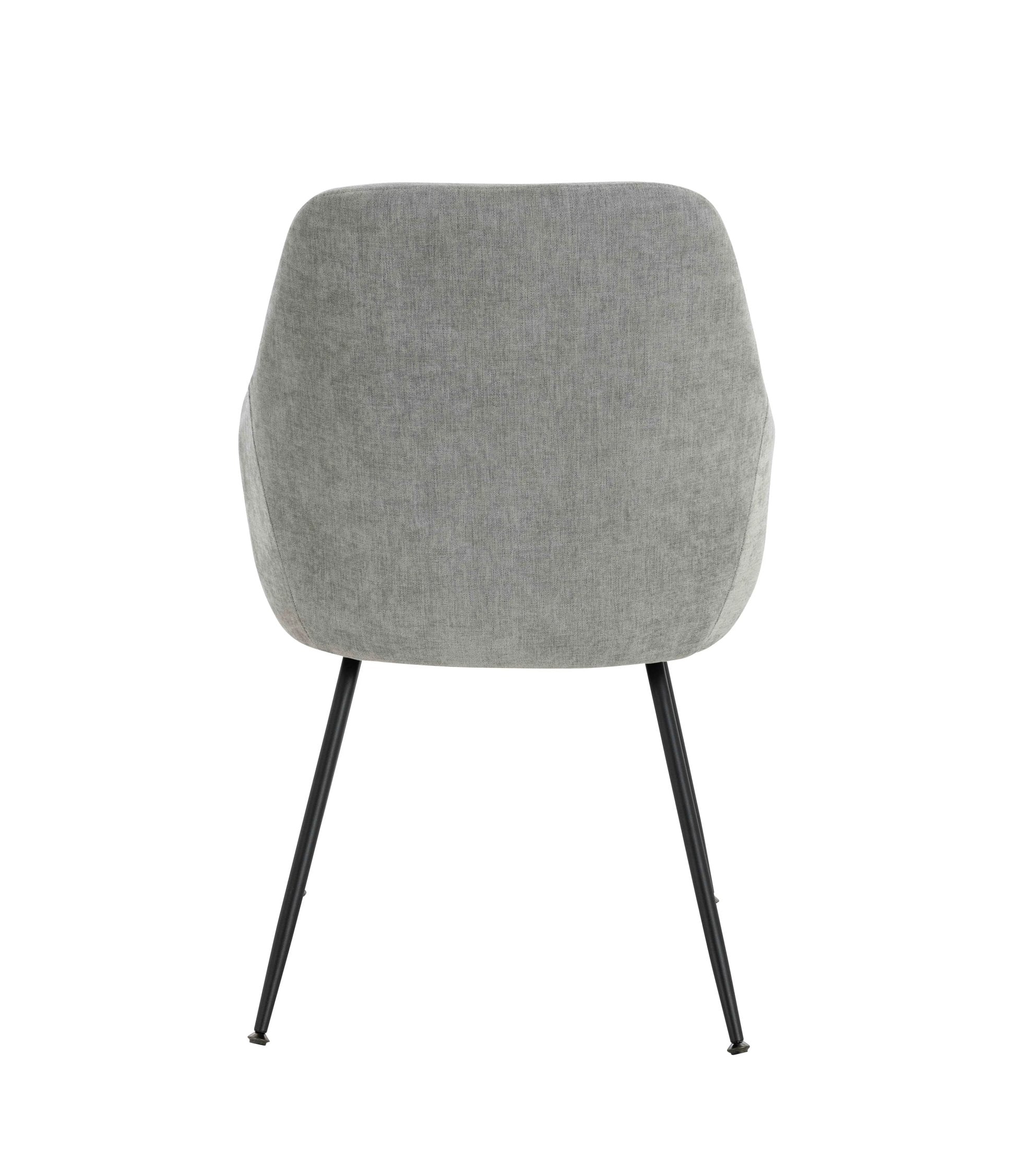 Set of 2 Henley Light Grey Chenille Dining Armchairs