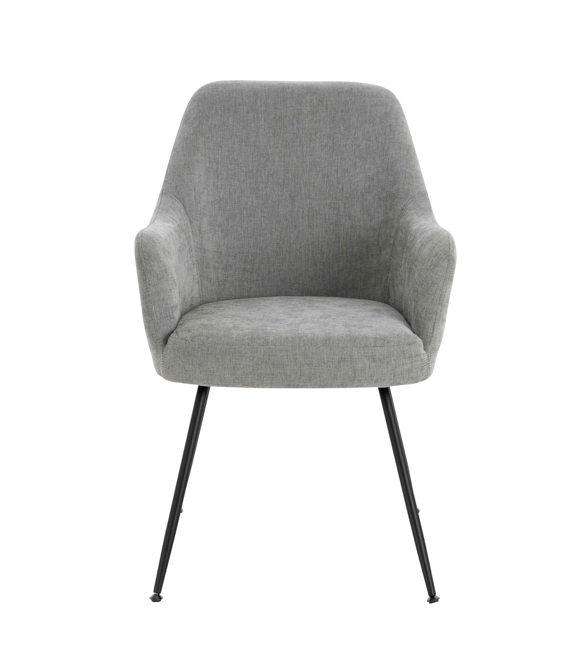 Set of 2 Henley Light Grey Chenille Dining Armchairs