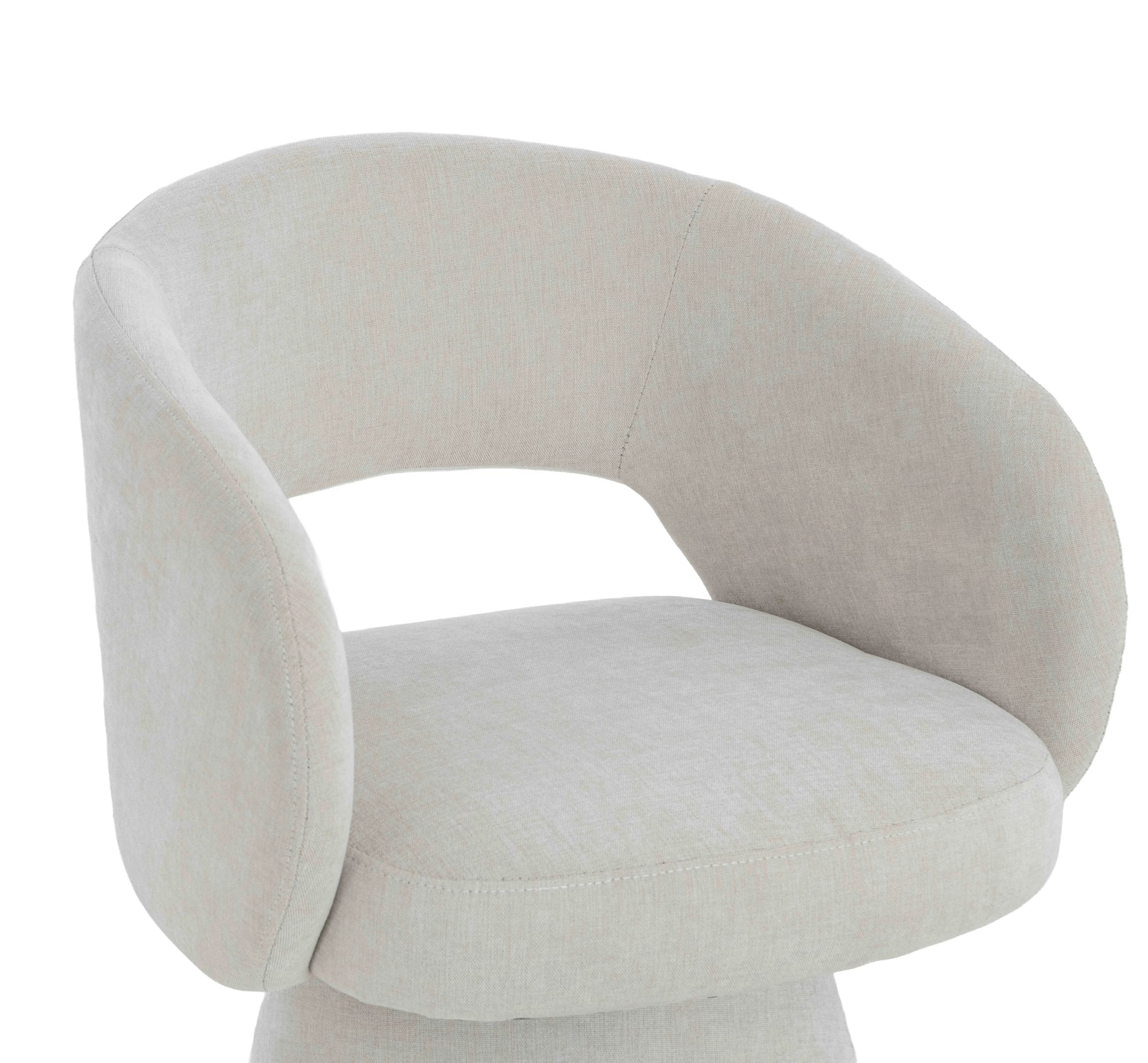 Henley Beige Chenille Curved Swivel Dining Chair