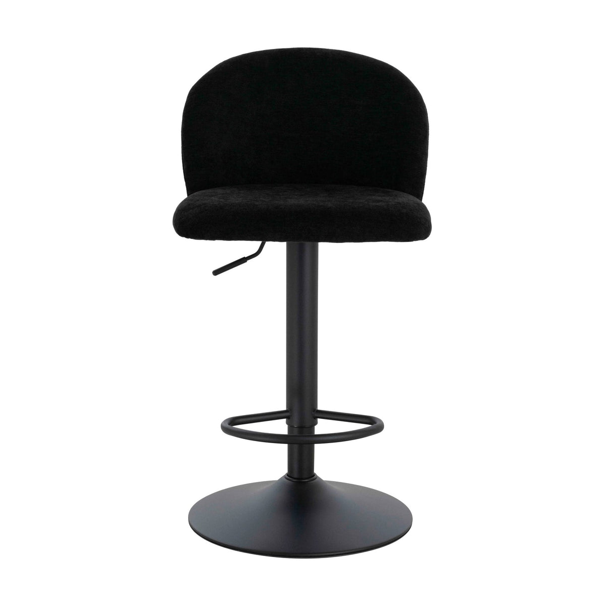 Set of 2 Henley Black Chenille Curved Bar Stools