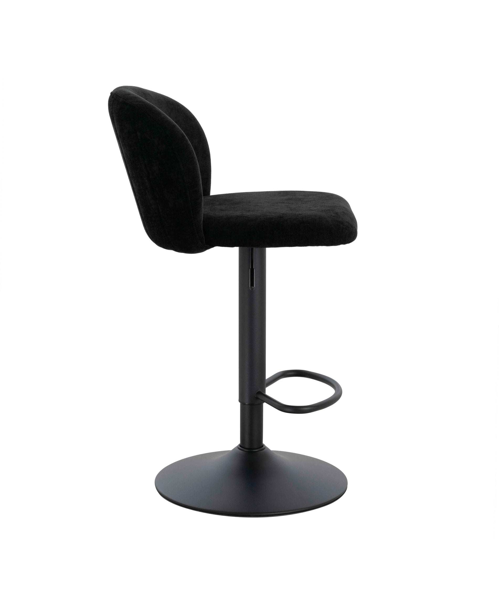 Set of 2 Henley Black Chenille Curved Bar Stools