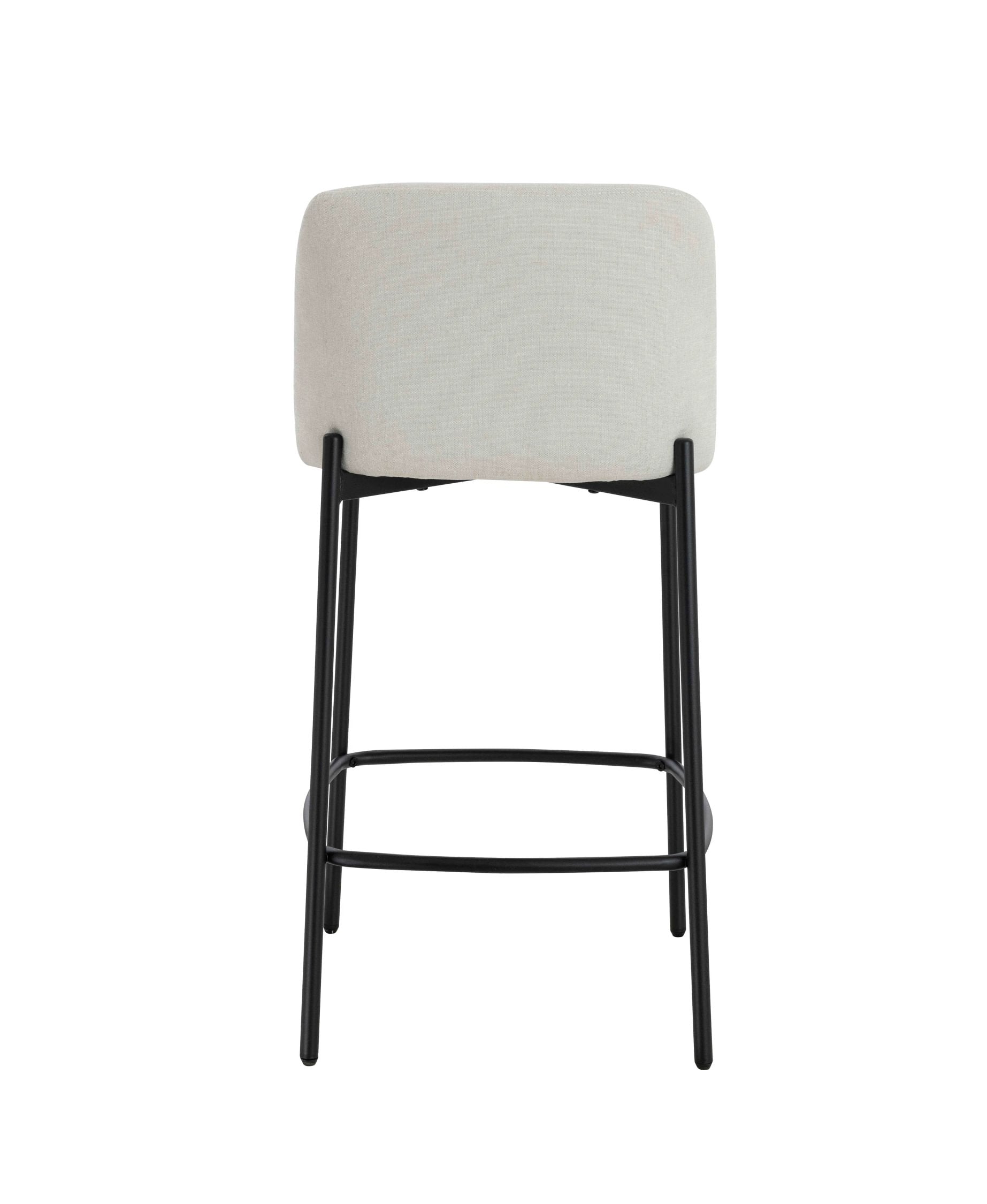 Set of 2 Henley Beige Chenille Black Leg Bar Stools