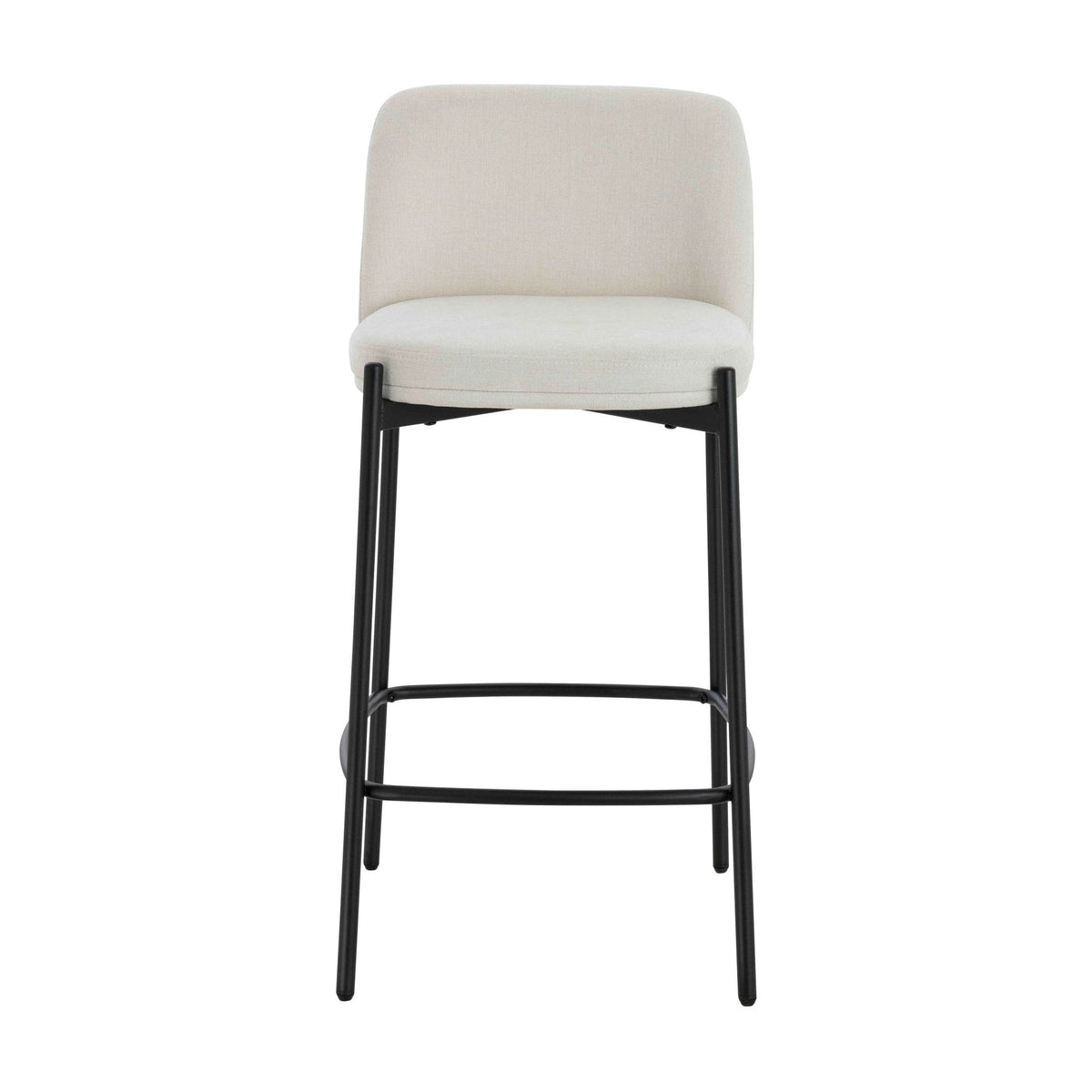 Set of 2 Henley Beige Chenille Black Leg Bar Stools